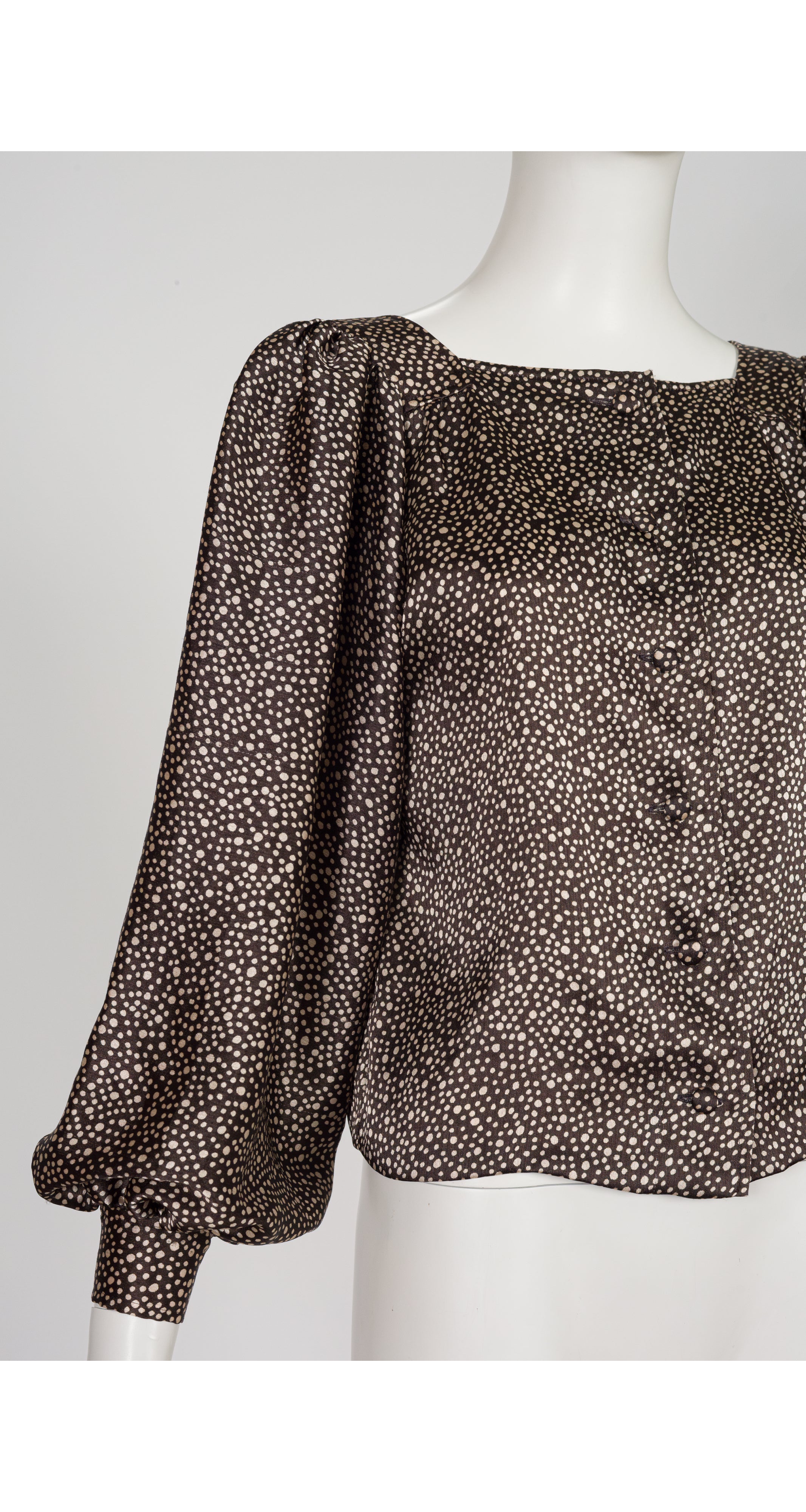 1972-73 F/W Dot Print Brown Balloon Sleeve Blouse