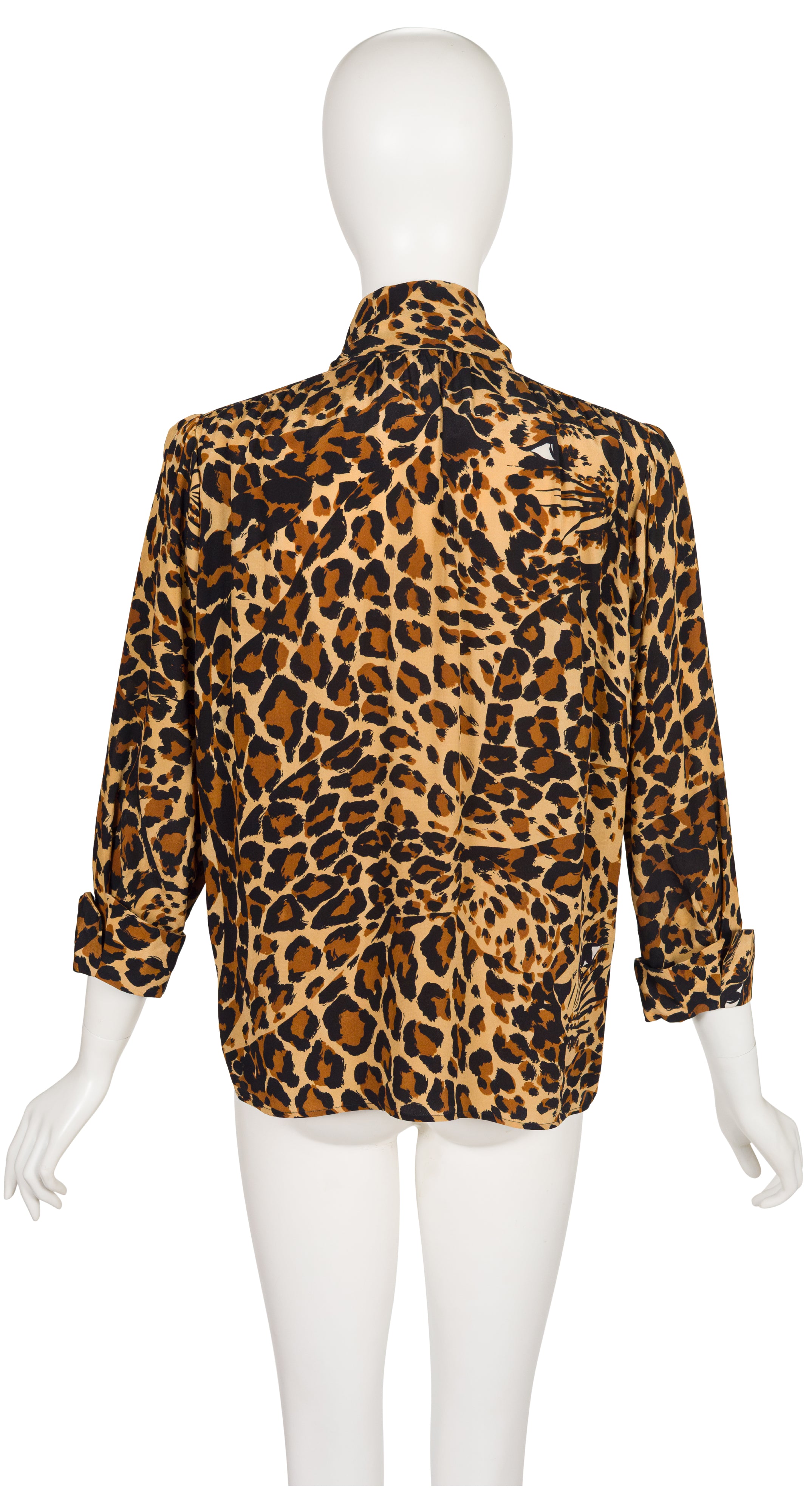 1986-87 F/W Leopard Print Silk Tie-Neck Blouse