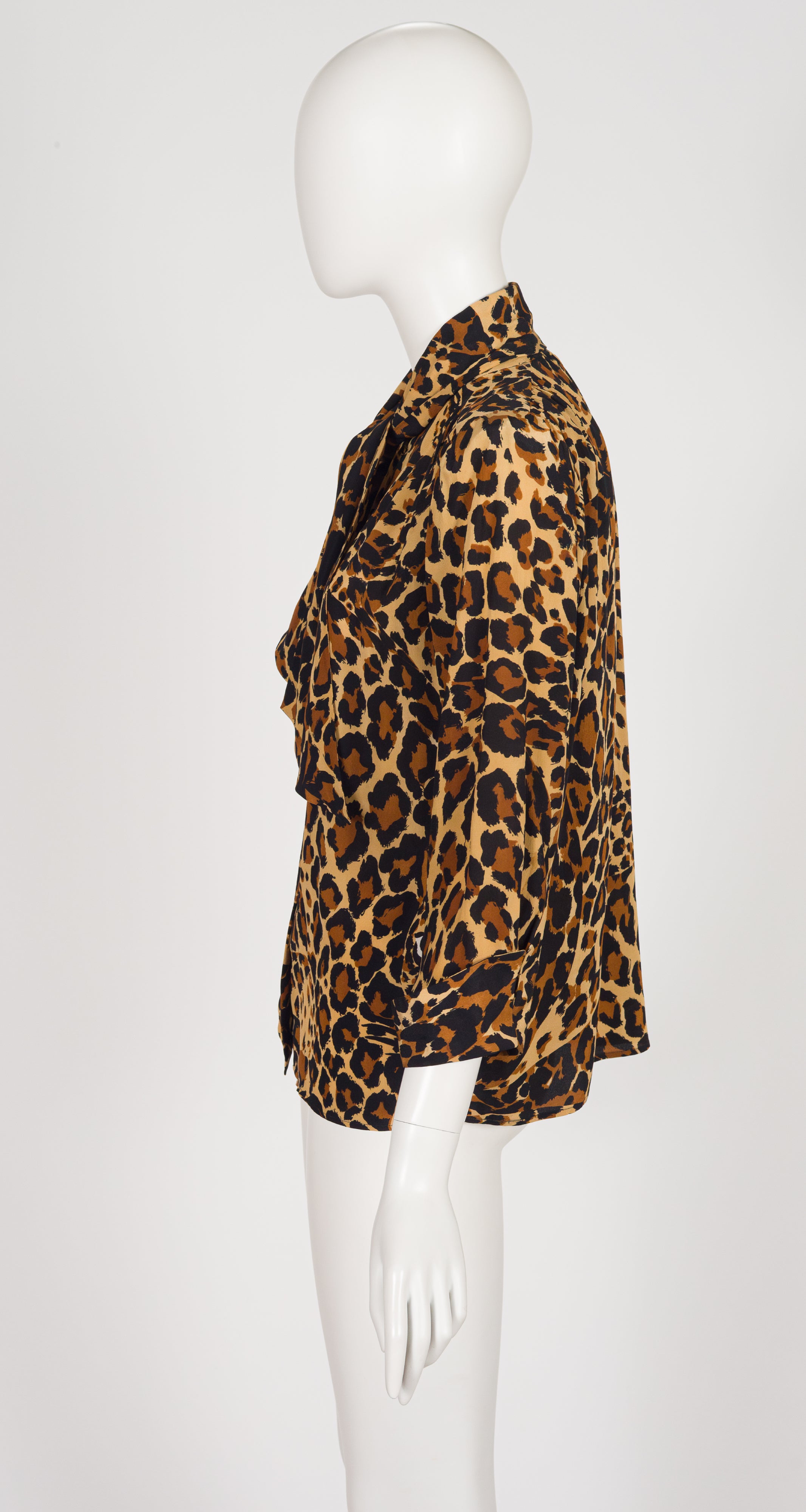 1986-87 F/W Leopard Print Silk Tie-Neck Blouse