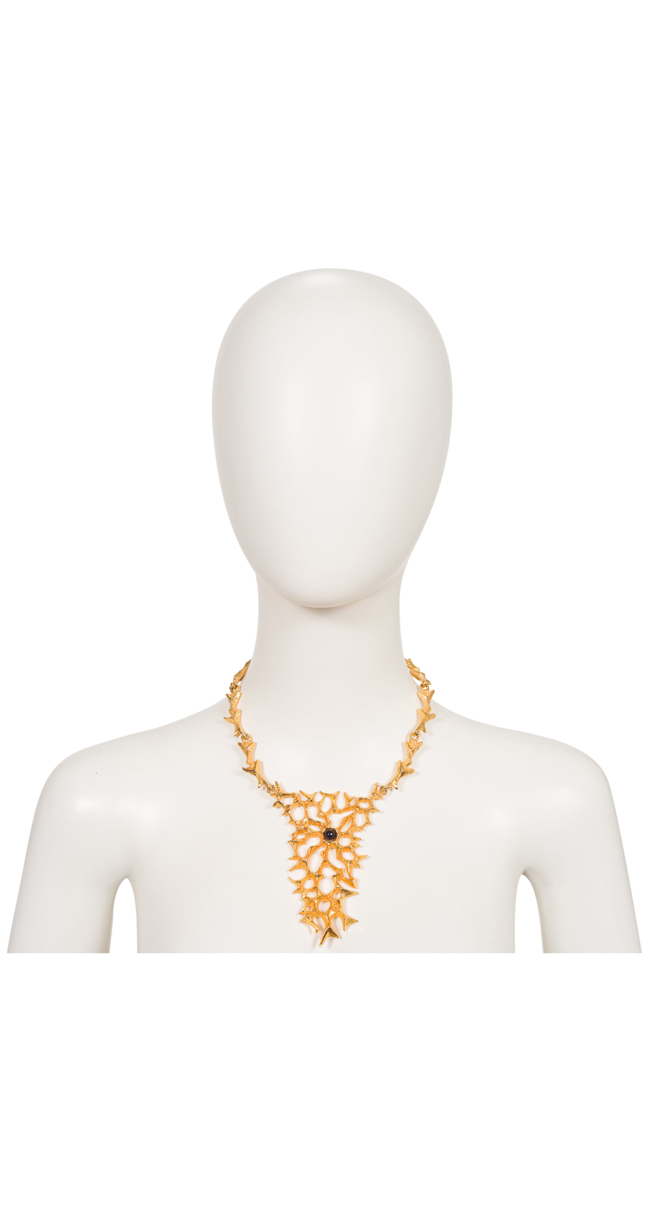1970s Modernist Gold-Plated Bib Necklace