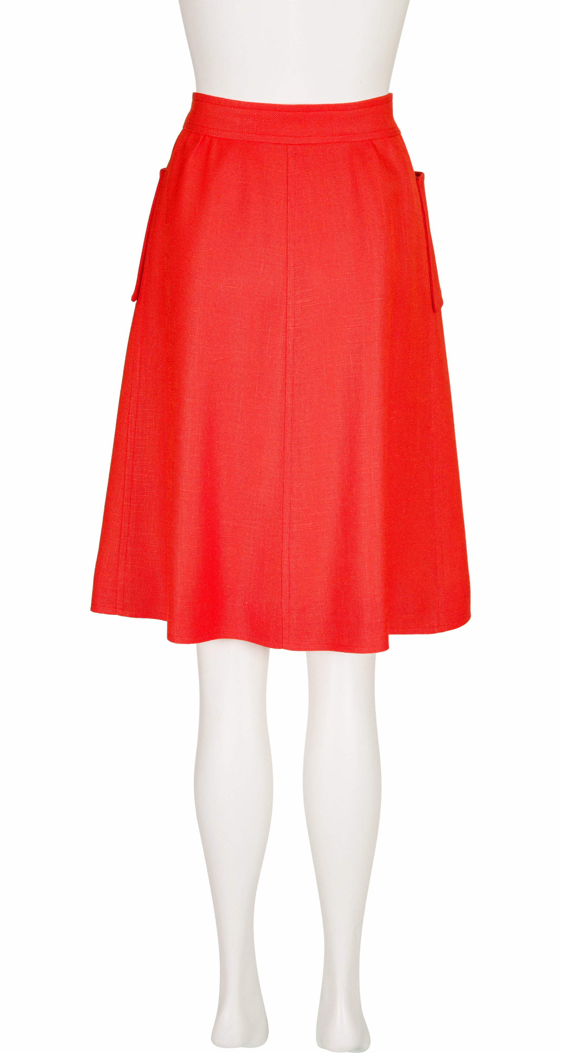 1970s Logo Orange Snap-Up Knee Length Skirt