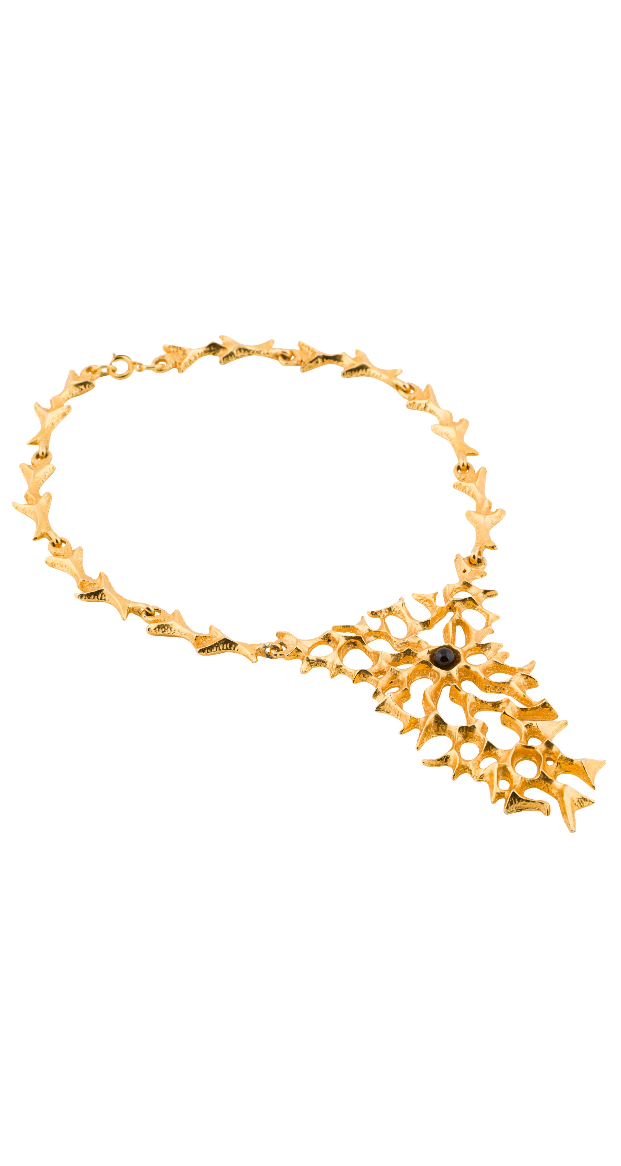 1970s Modernist Gold-Plated Bib Necklace