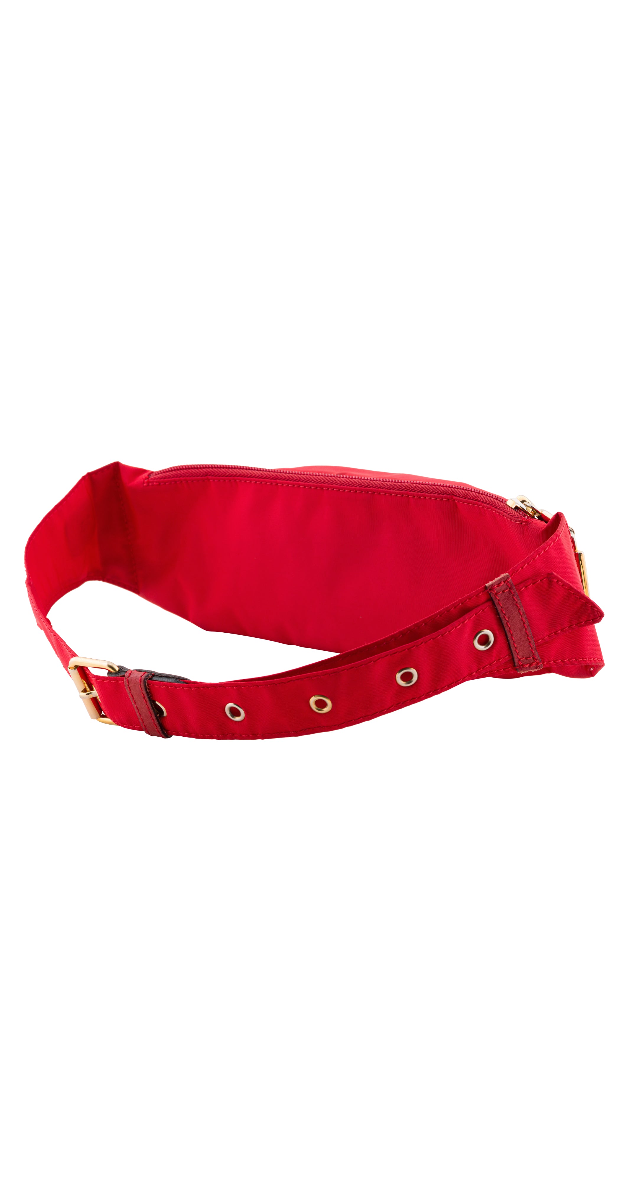 1990s Red Nylon & Leather Fanny Pack