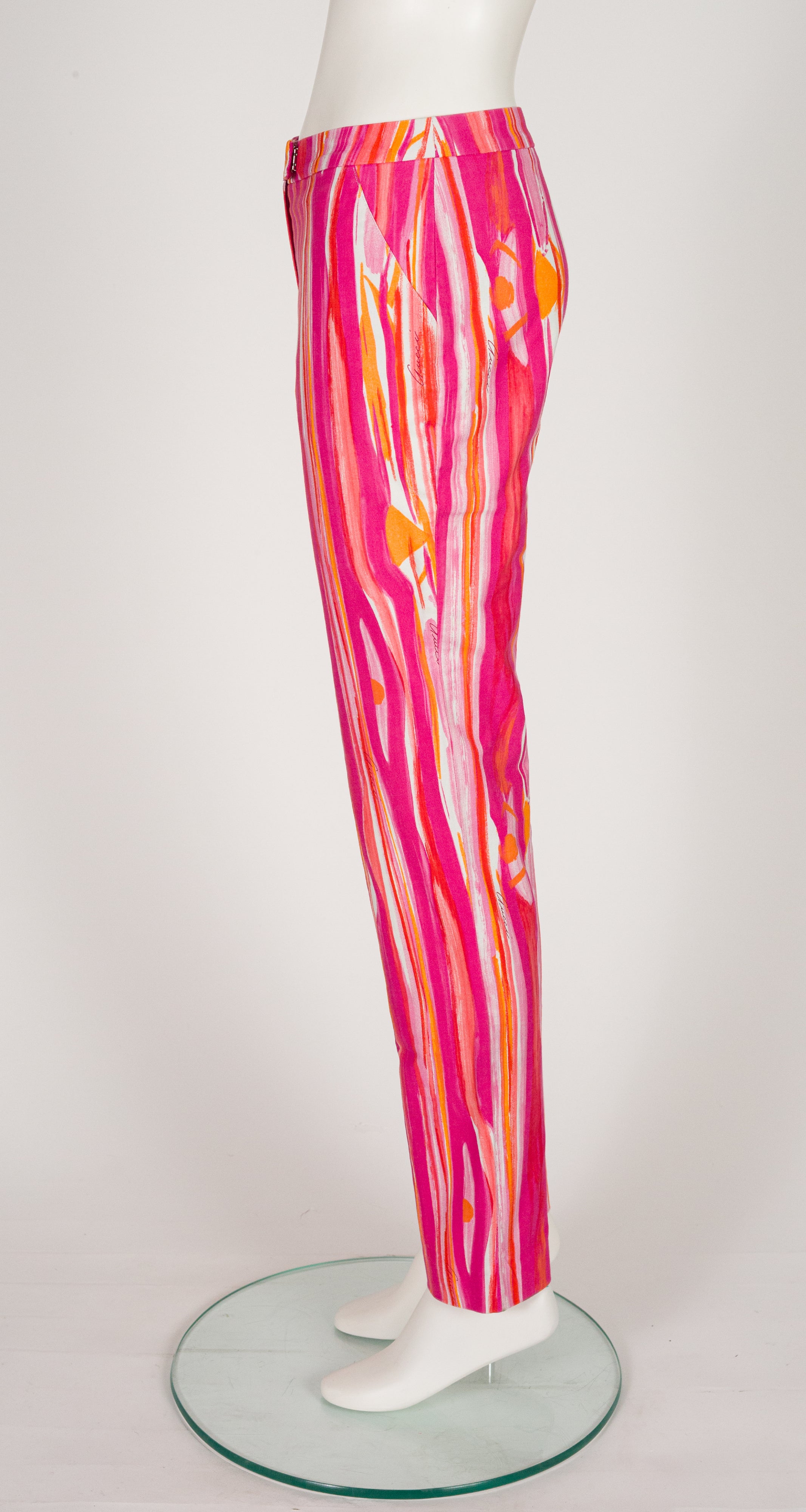 1996 S/S Pink & Orange Brushstroke Print Cotton Pants