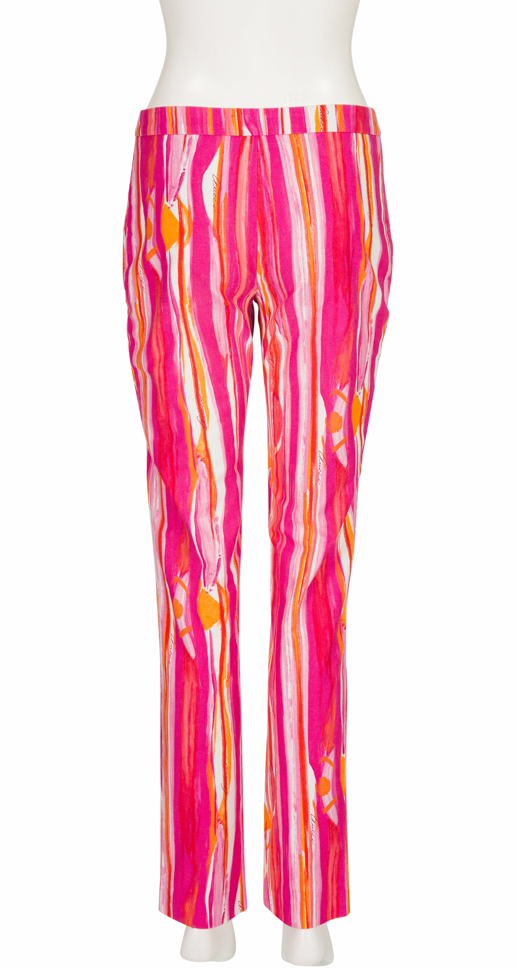 1996 S/S Pink & Orange Brushstroke Print Cotton Pants