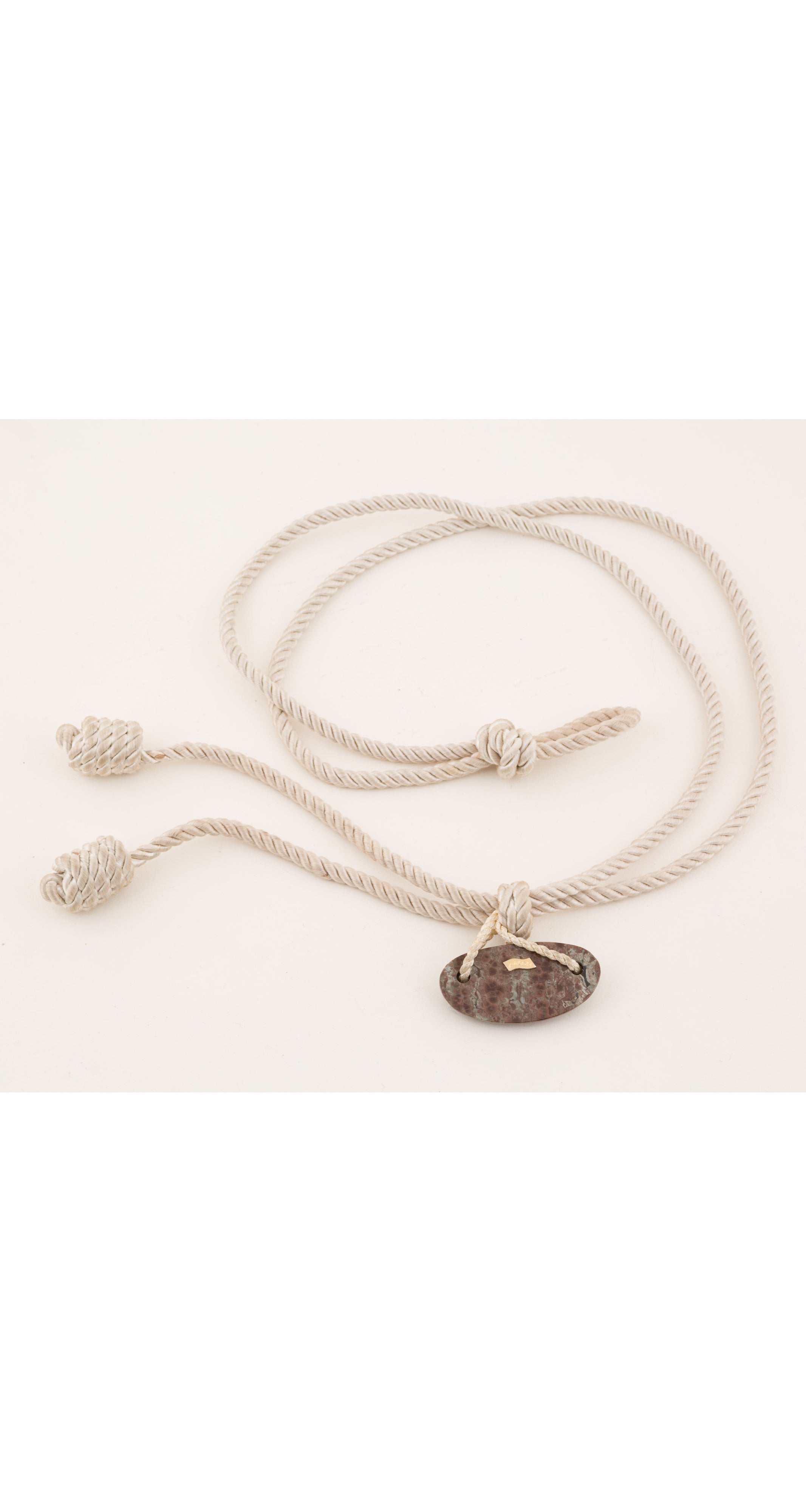 1970s Stone Cabochon Adjustable Silk Rope Belt