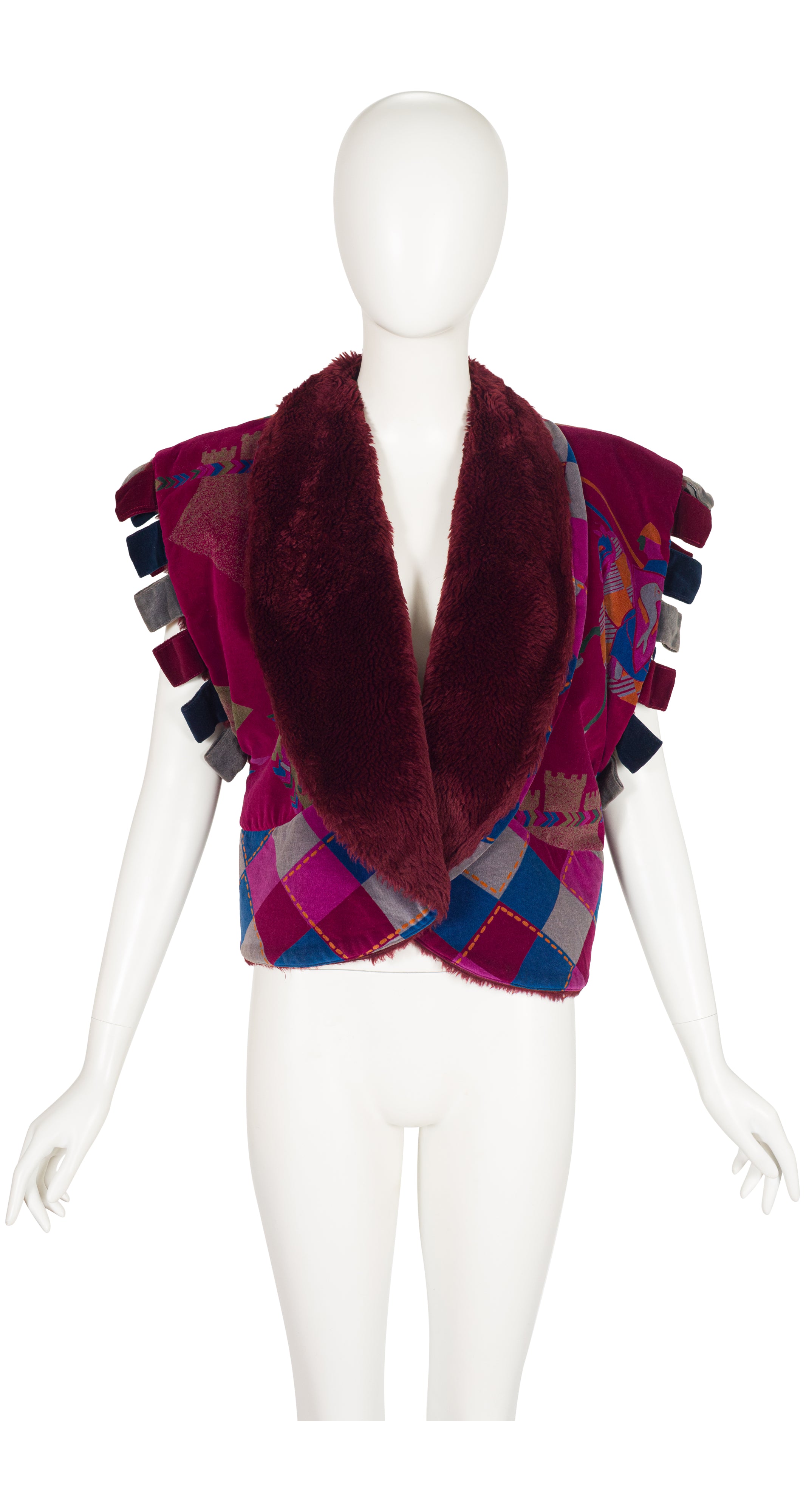 1984 F/W Arthurian Burgundy Cotton Velvet Sherpa Vest