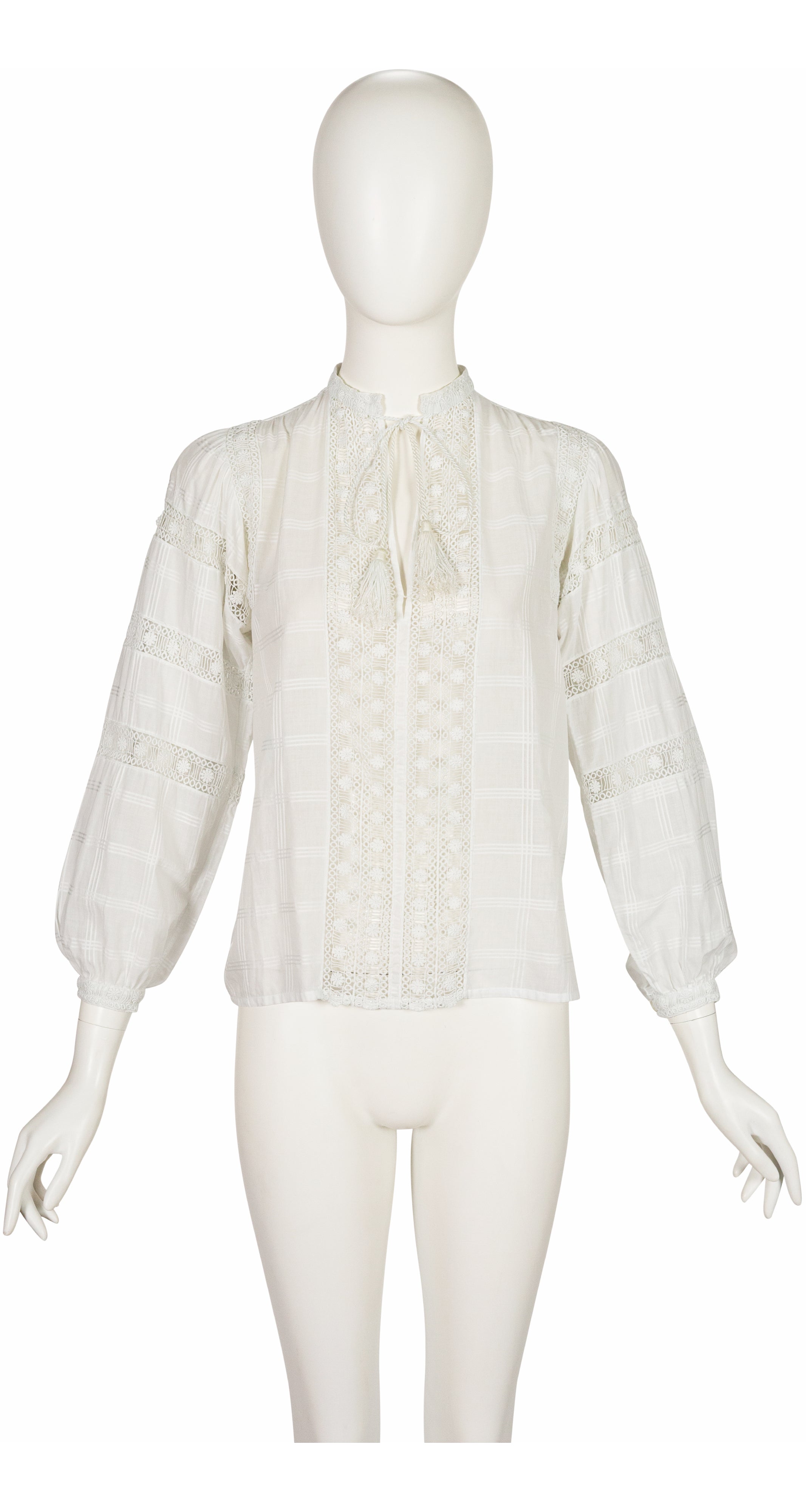 1977 S/S Ad Campaign White Eyelet Cotton Peasant Blouse