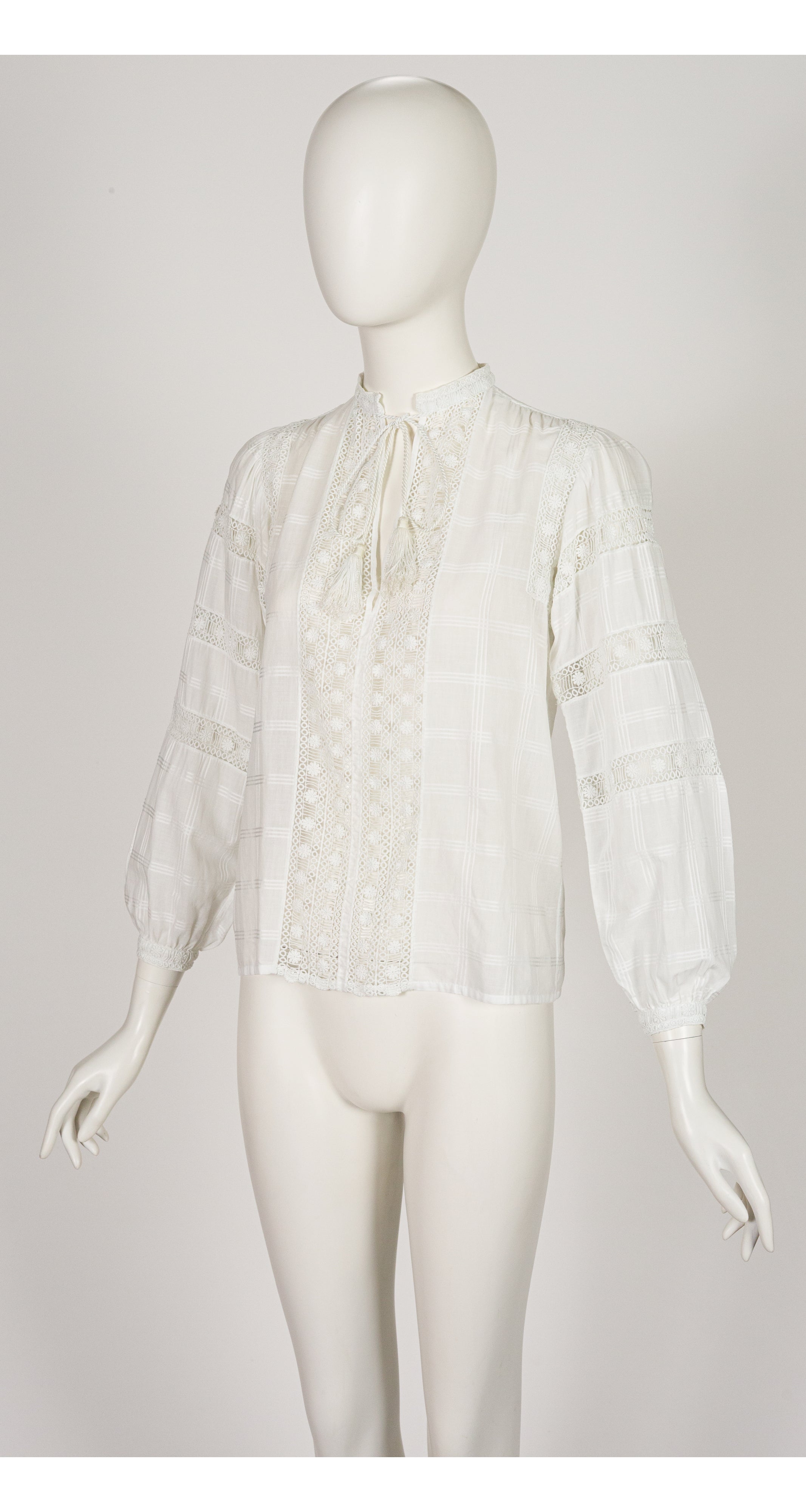 1977 S/S Ad Campaign White Eyelet Cotton Peasant Blouse