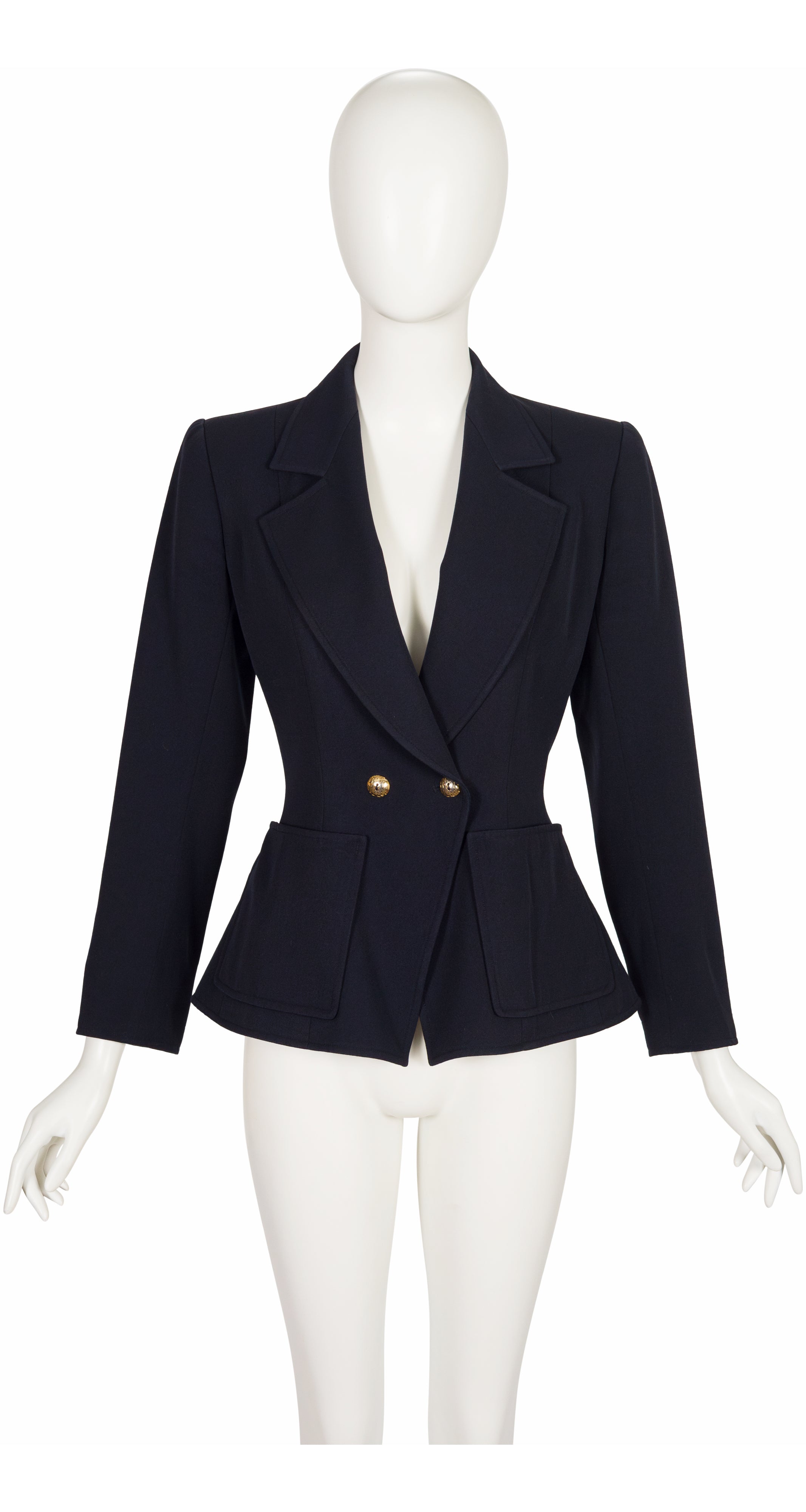 1983 S/S Navy Wool Gabardine Hourglass Blazer