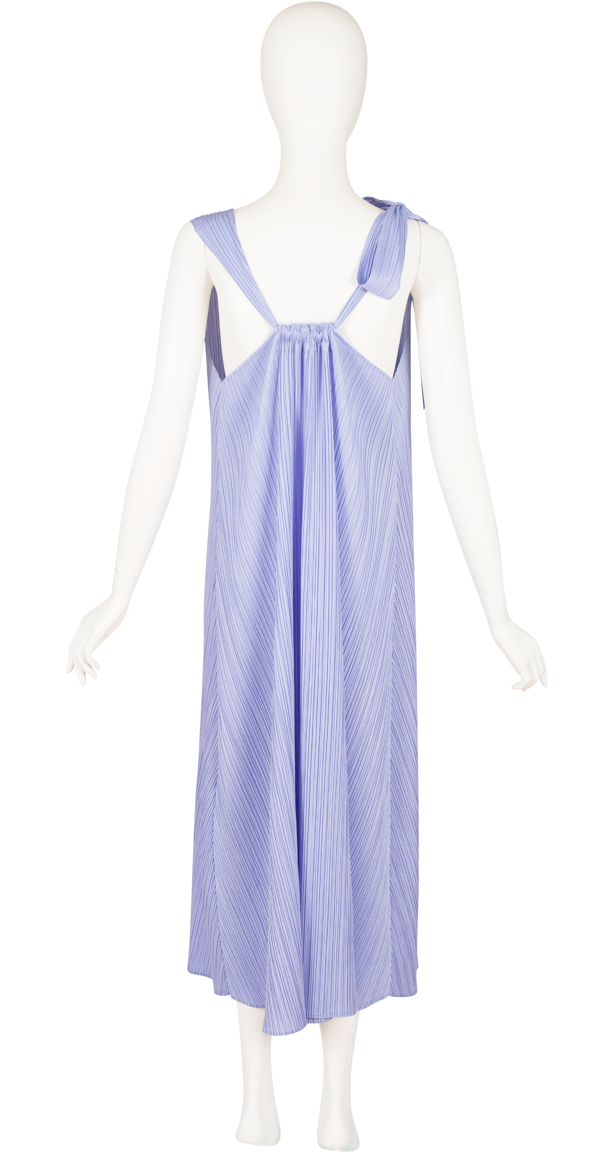 Periwinkle Plissé V-Neck Sleeveless Midi Dress