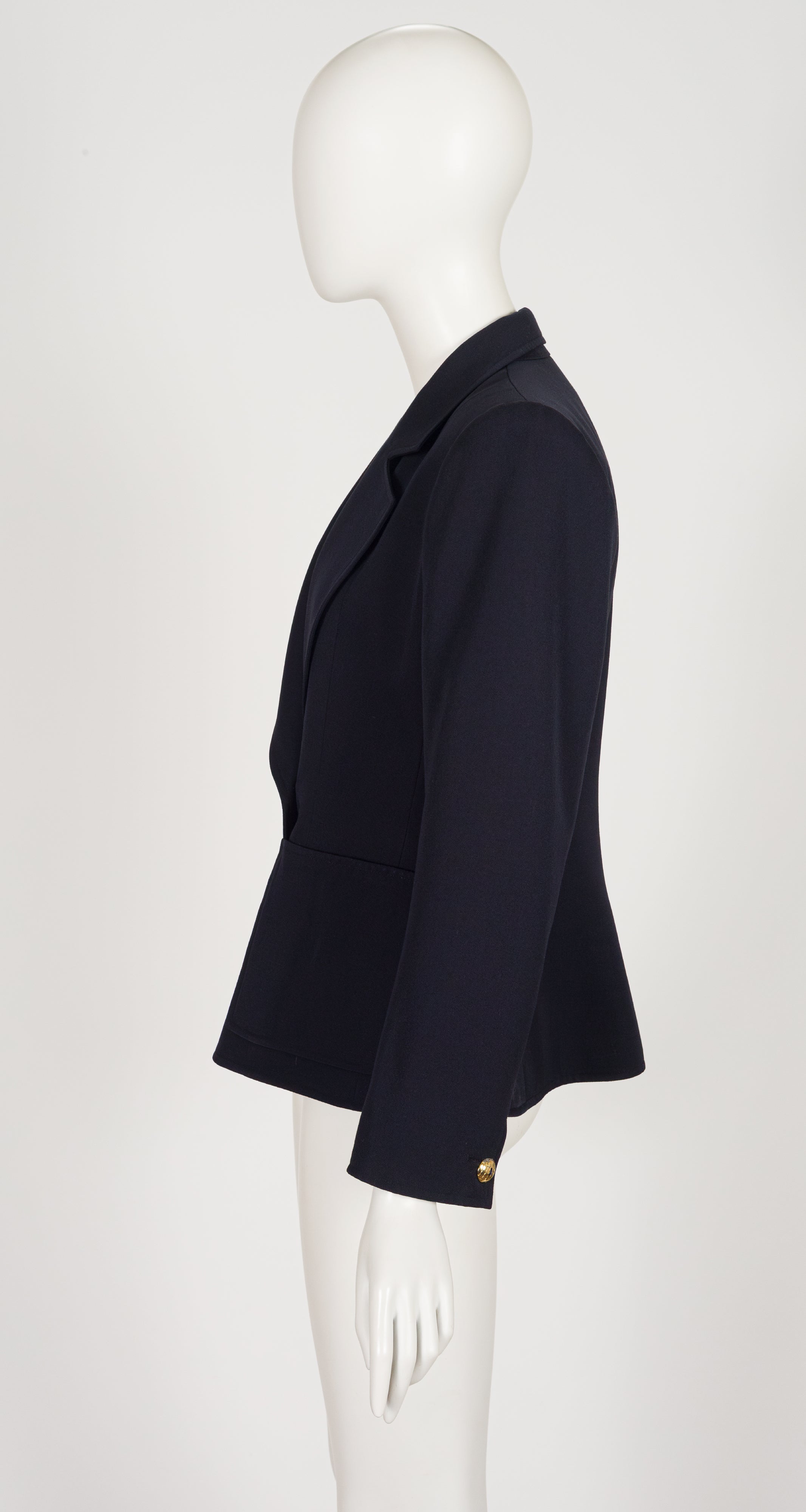 1983 S/S Navy Wool Gabardine Hourglass Blazer
