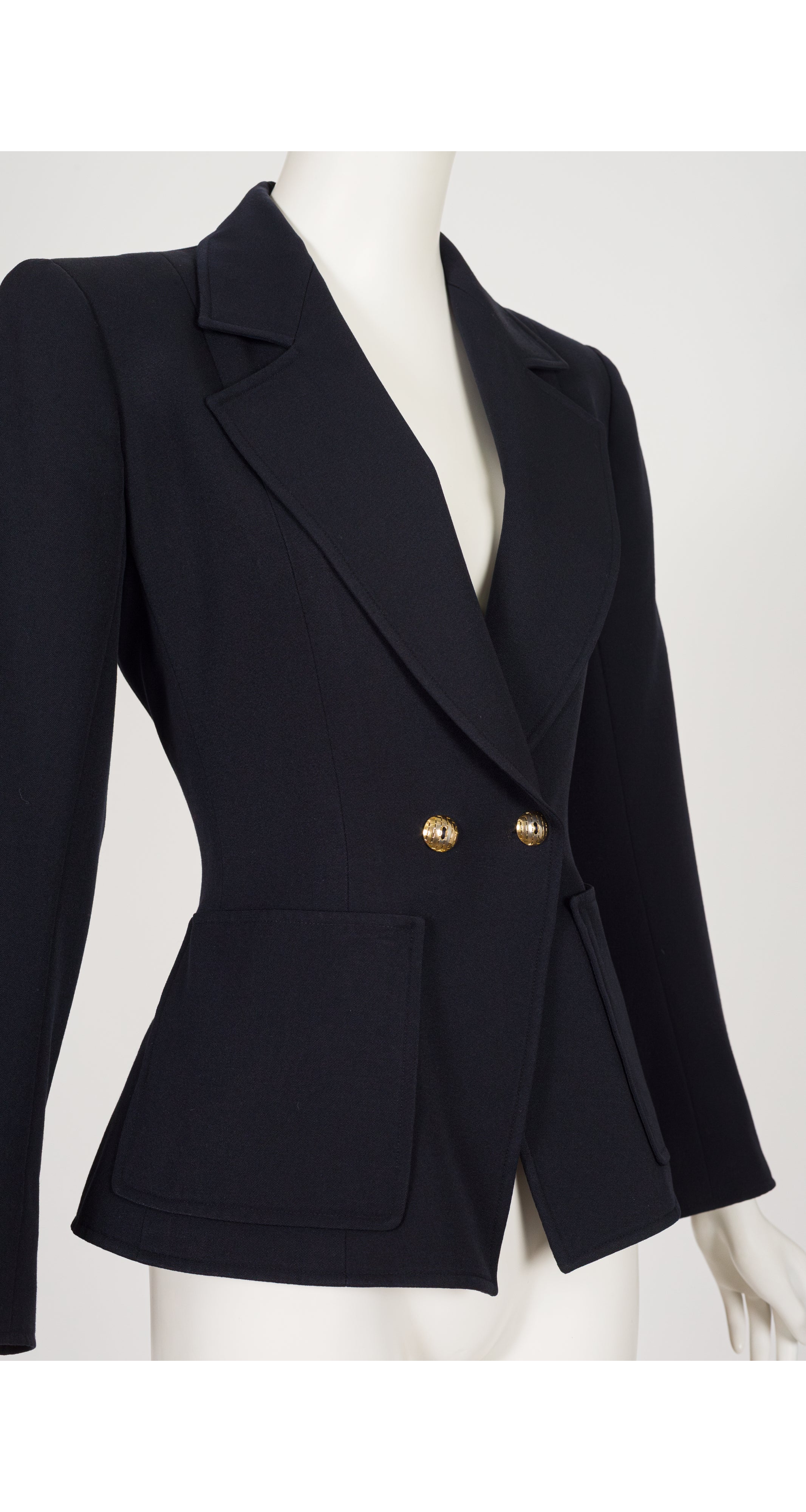 1983 S/S Navy Wool Gabardine Hourglass Blazer