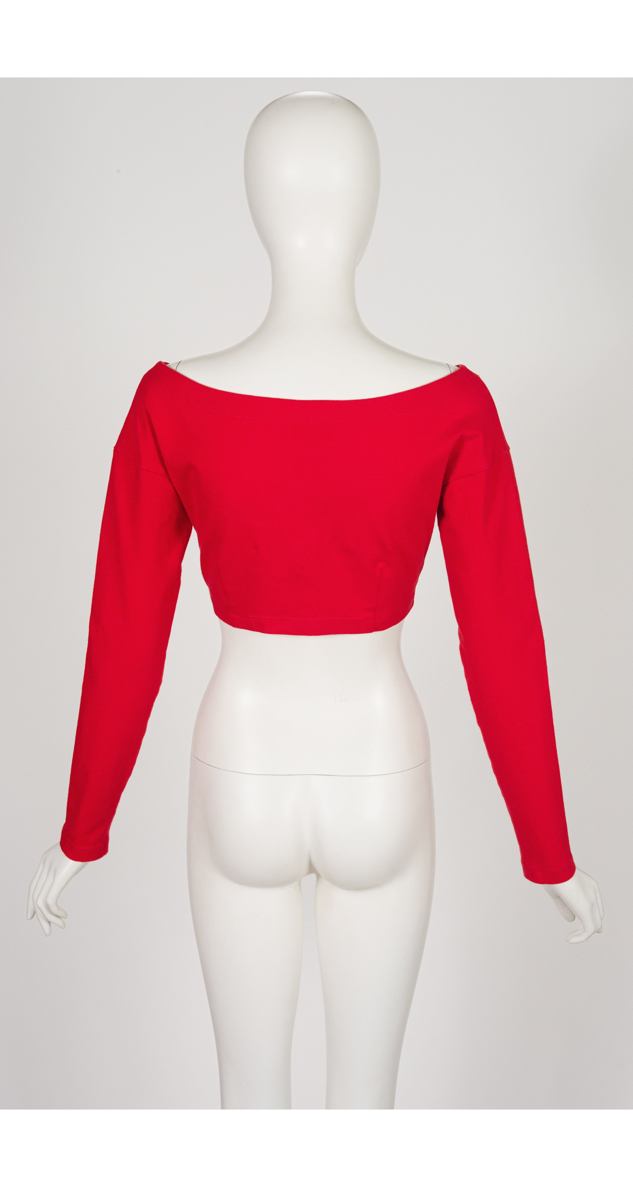 1992 S/S Red Cotton Jersey Long Sleeve Crop Top