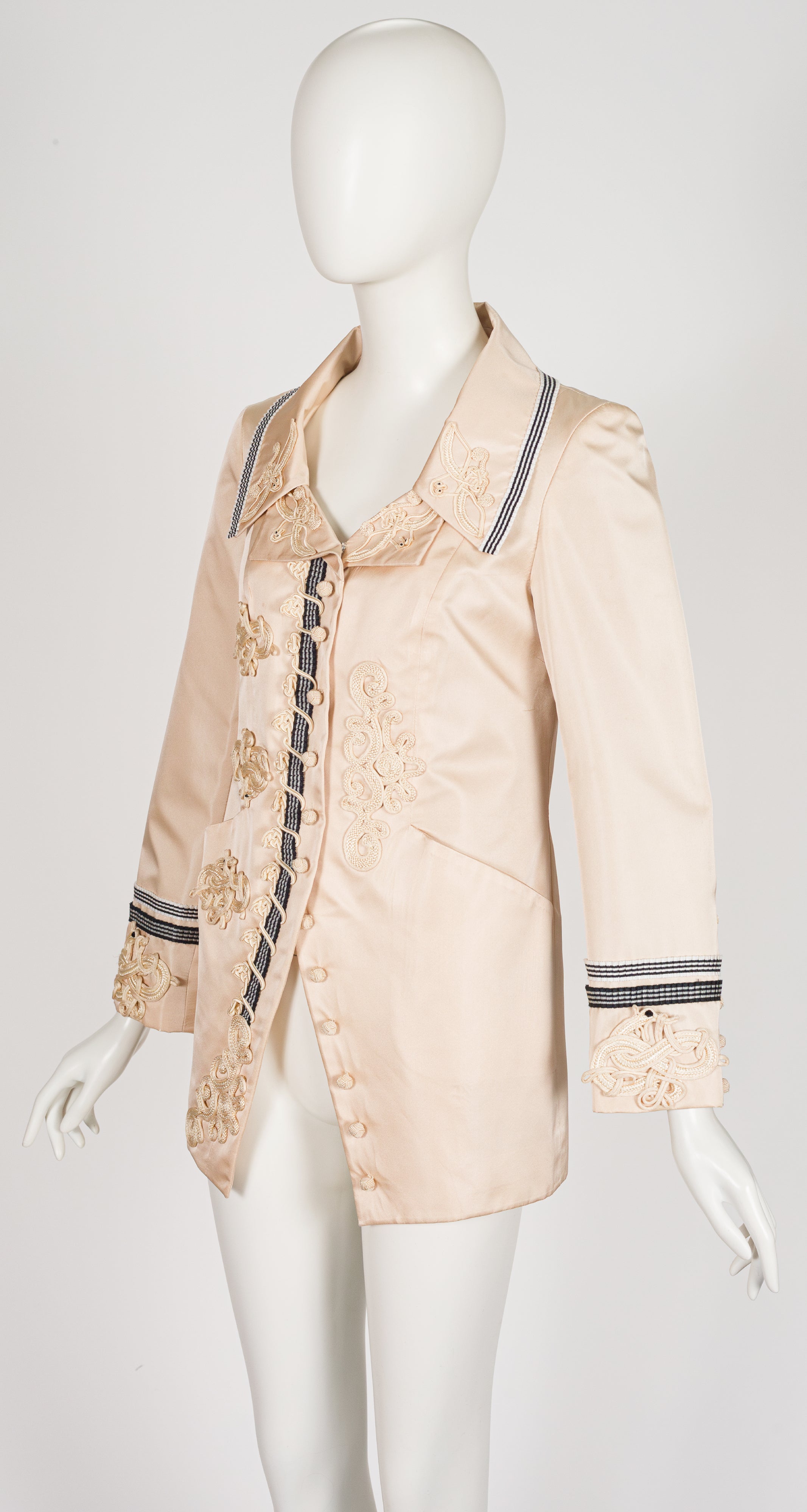 1998 S/S Runway Cream Silk Satin Soutache Jacket