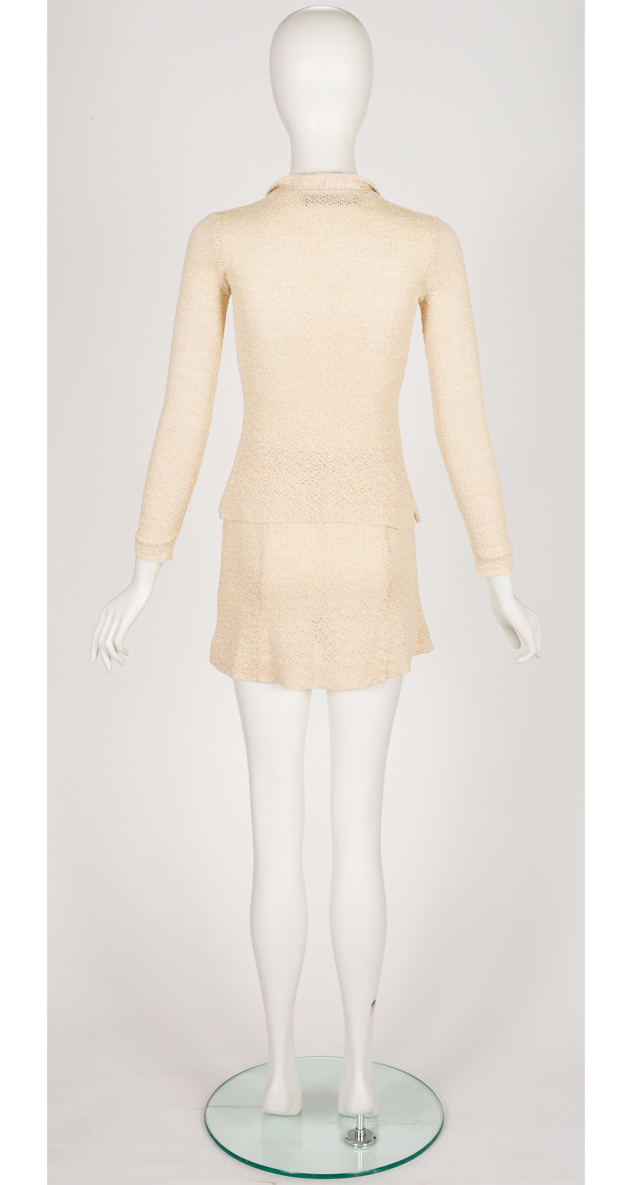 1960s Cotton Knit Chelsea Collar Top & Mini Skirt Set