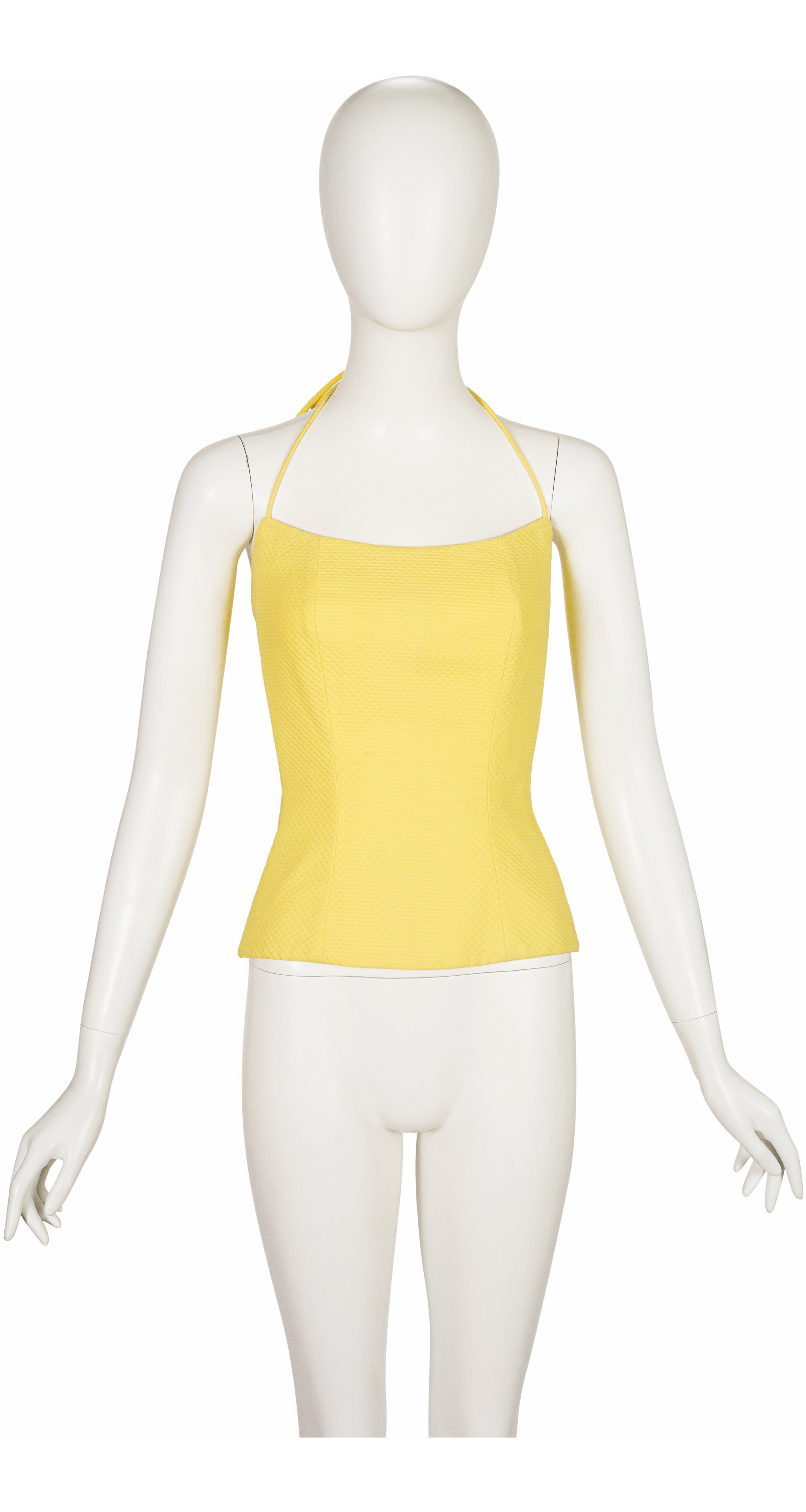 1992 S/S Yellow Cotton Piqué Halter Bustier Top