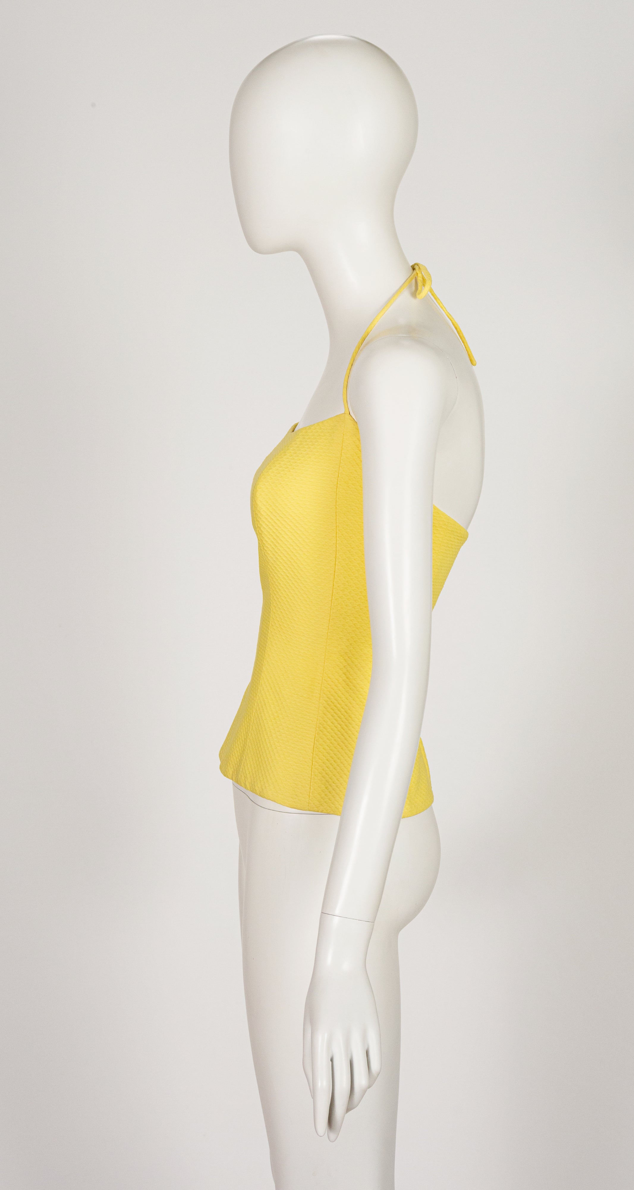 1992 S/S Yellow Cotton Piqué Halter Bustier Top