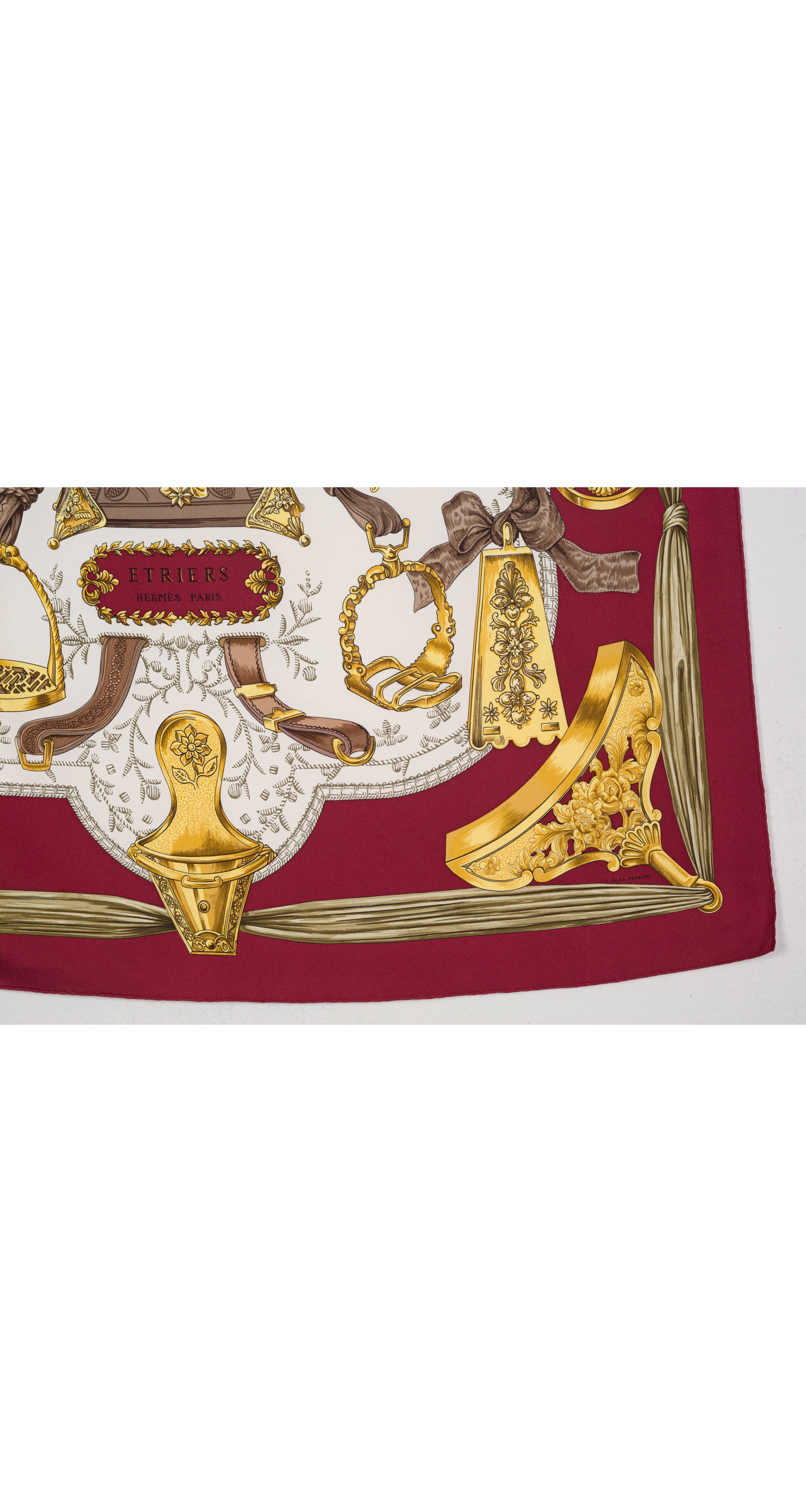 1964 "Étriers" by Françoise de la Perrière Equestrian Silk Twill Scarf