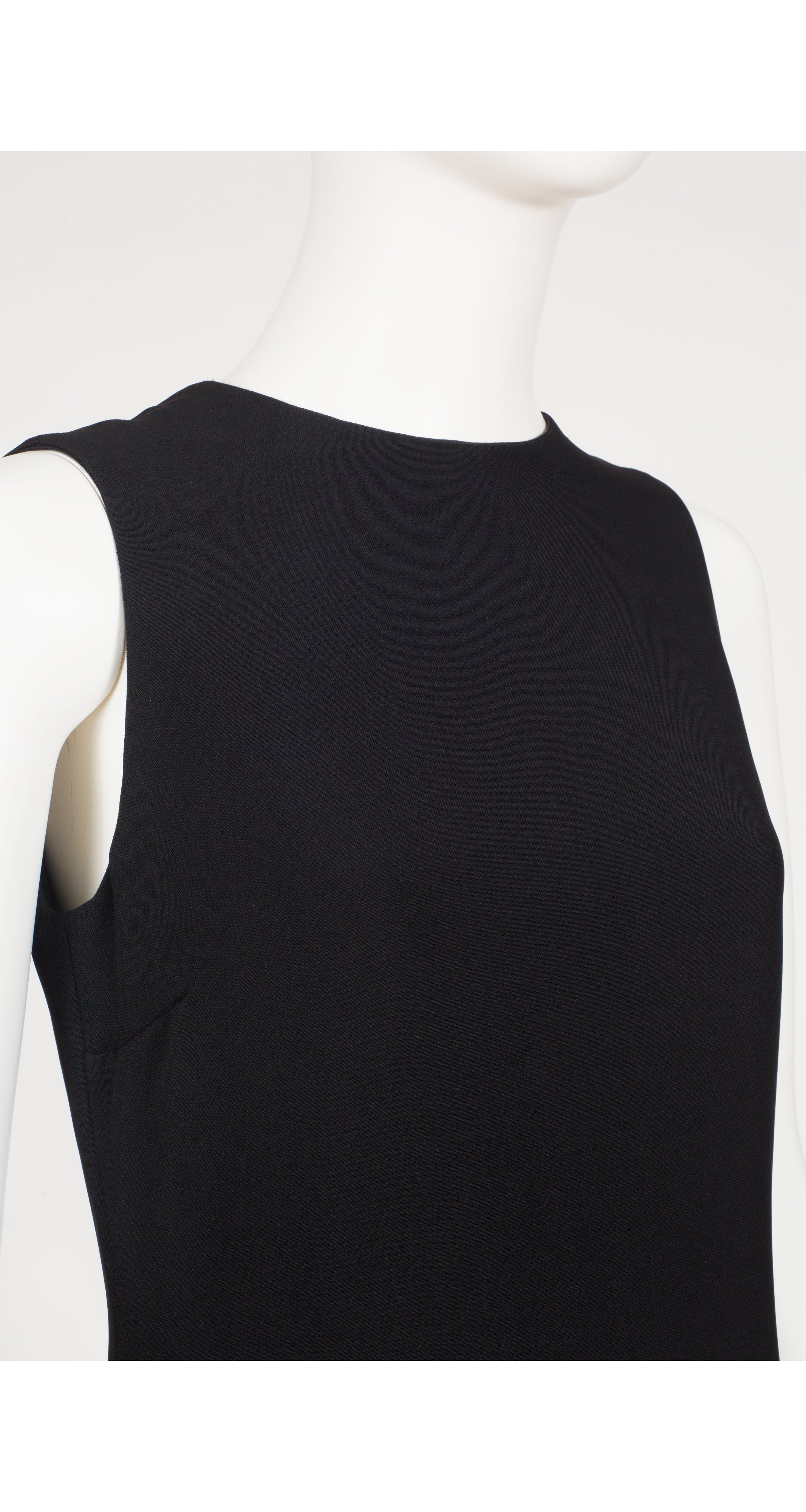 1960s Black Crepe & Fringe Evening Dress