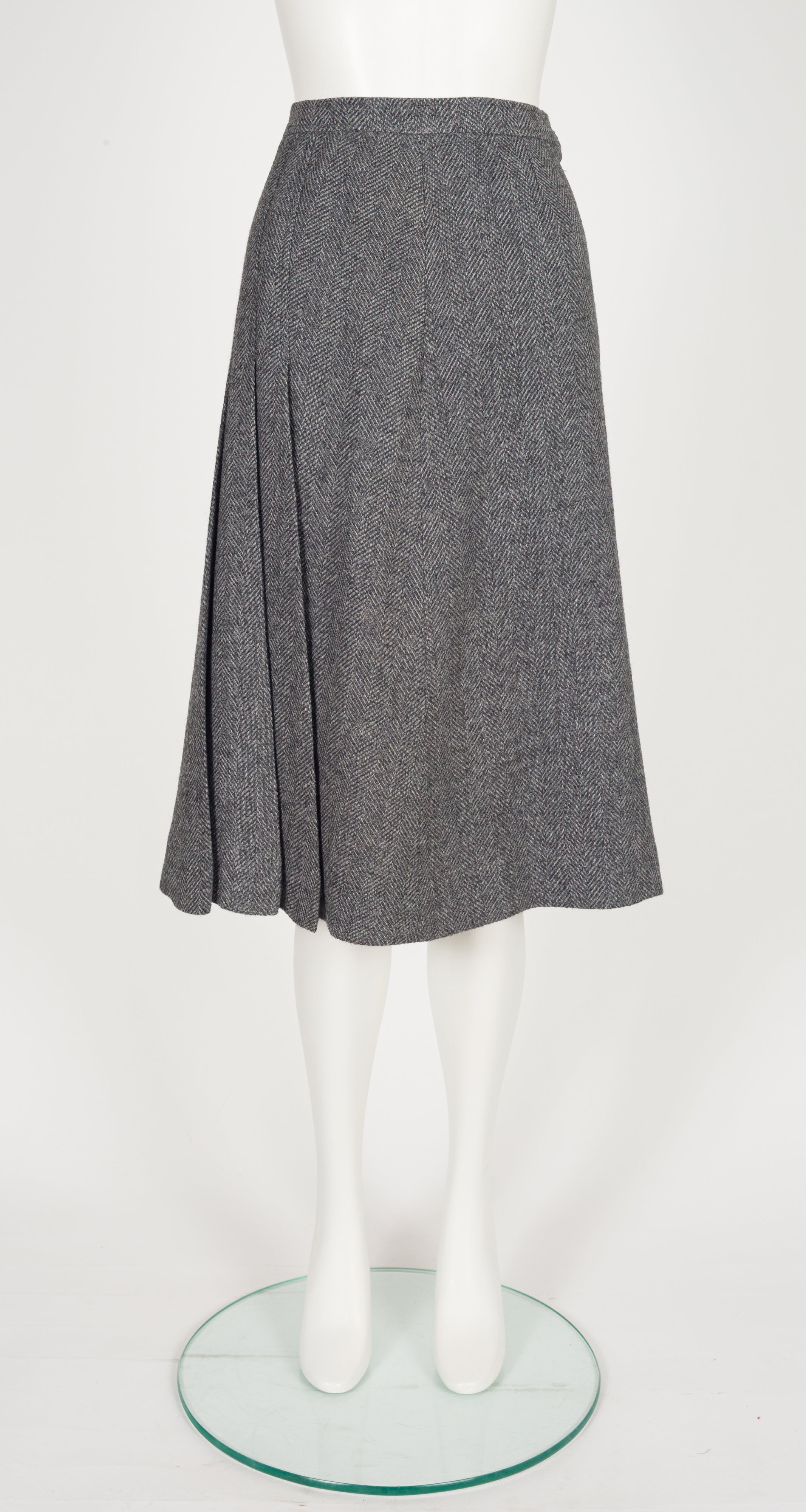 1970s Gray Herringbone Wool Capelet Three-Piece Set