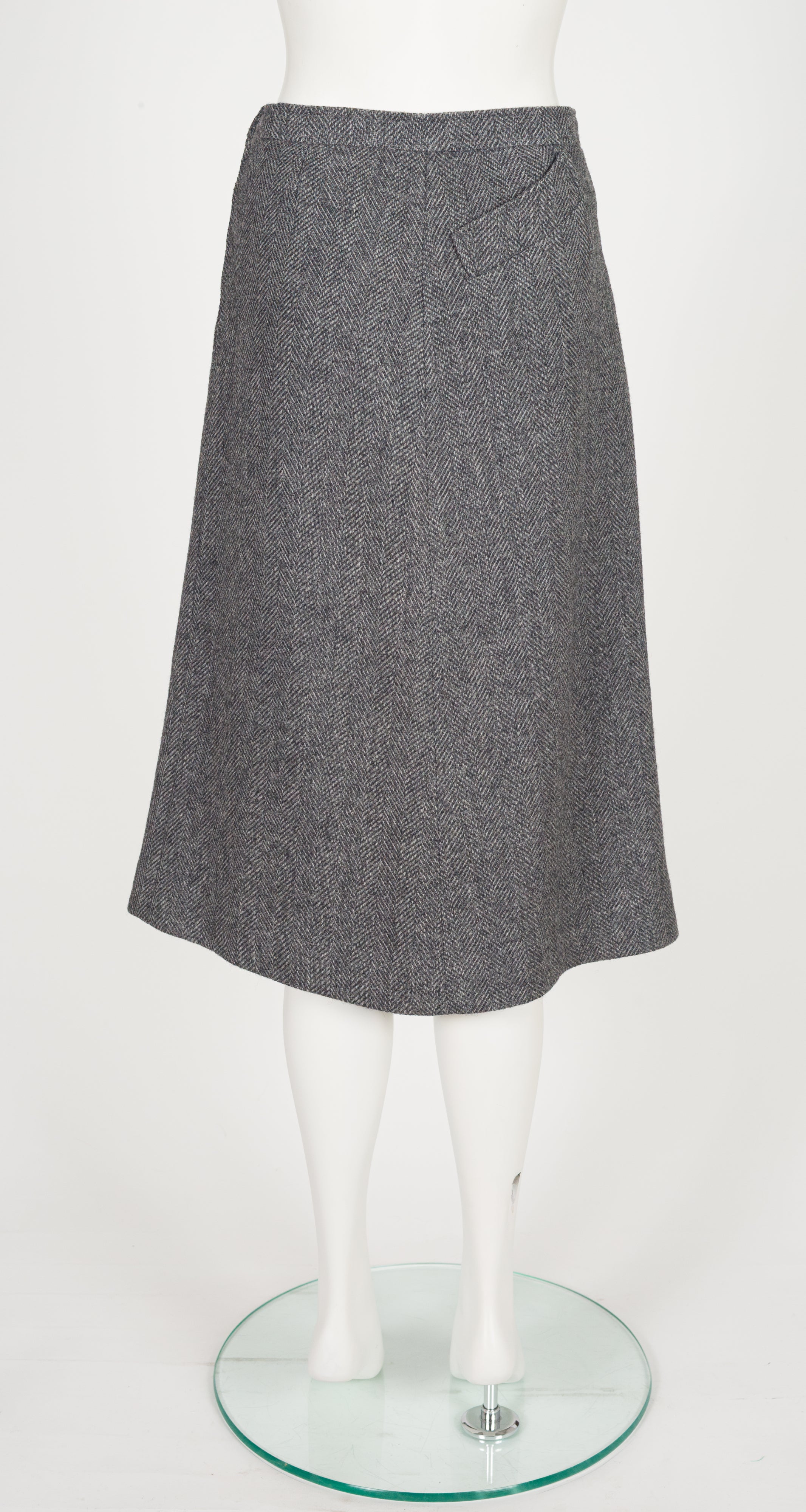 1970s Gray Herringbone Wool Capelet Three-Piece Set