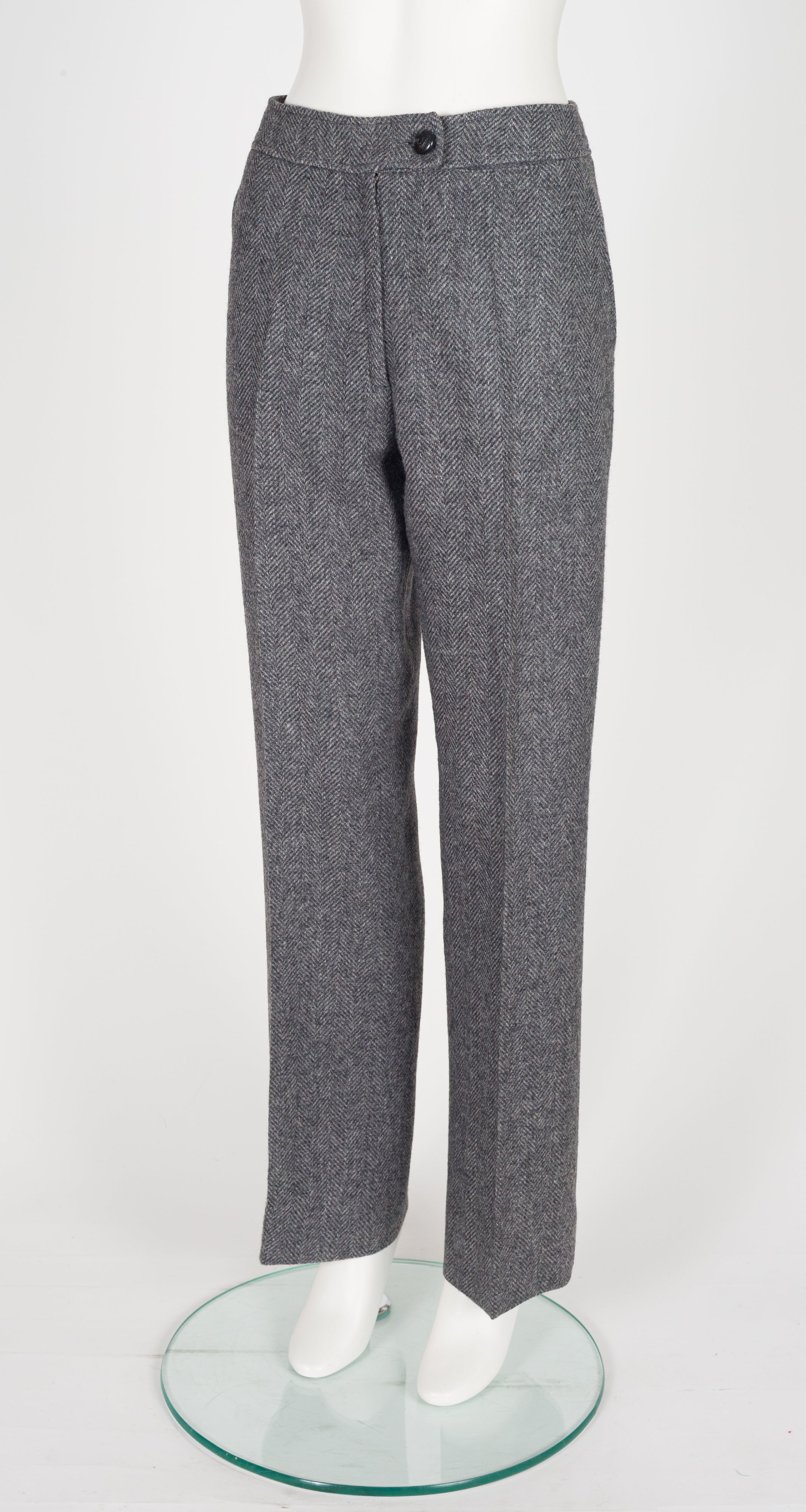 1970s Gray Herringbone Wool Capelet Three-Piece Set