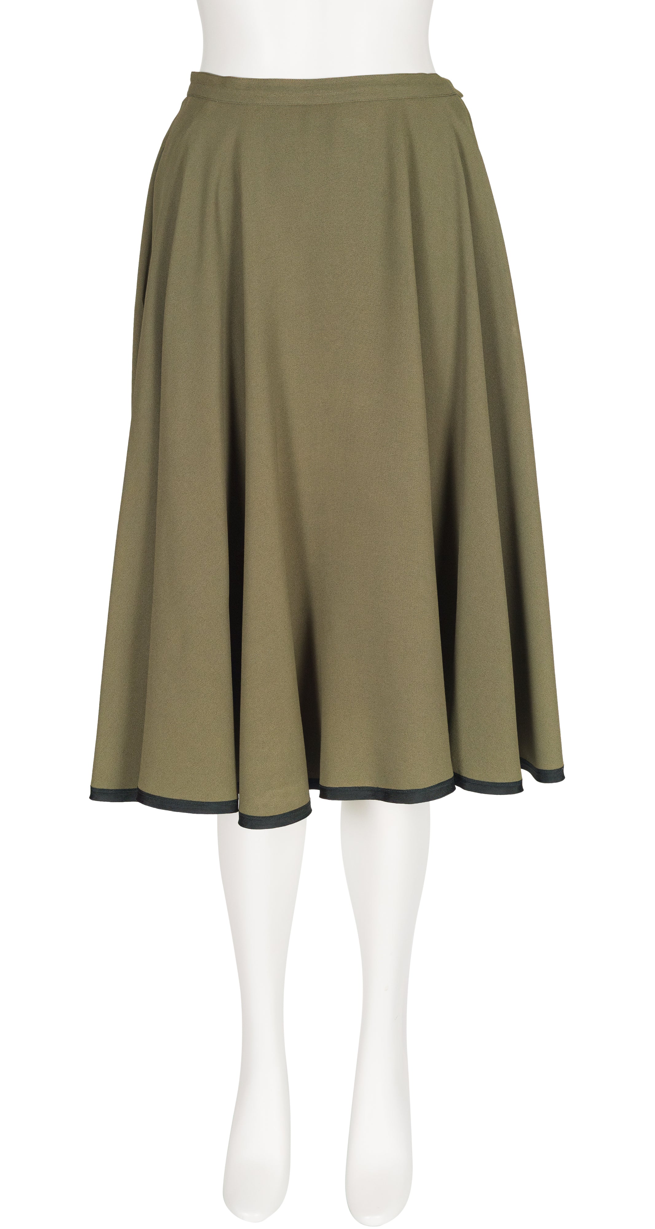 1978-79 F/W Army Green Viscose Crepe Full Skirt