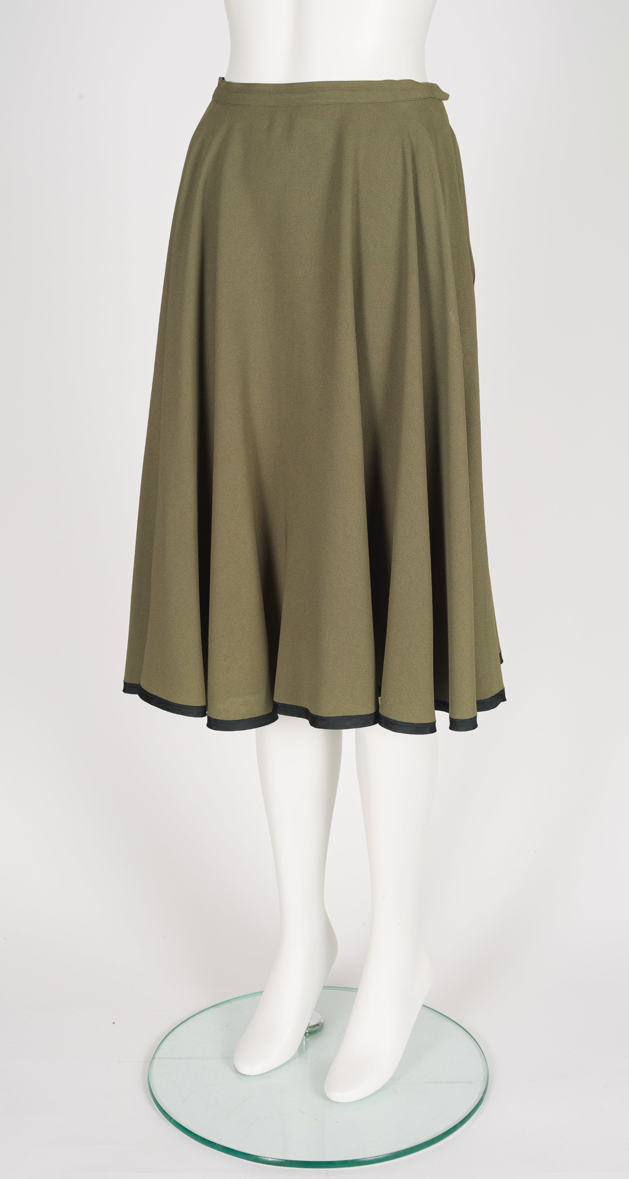 1978-79 F/W Army Green Viscose Crepe Full Skirt