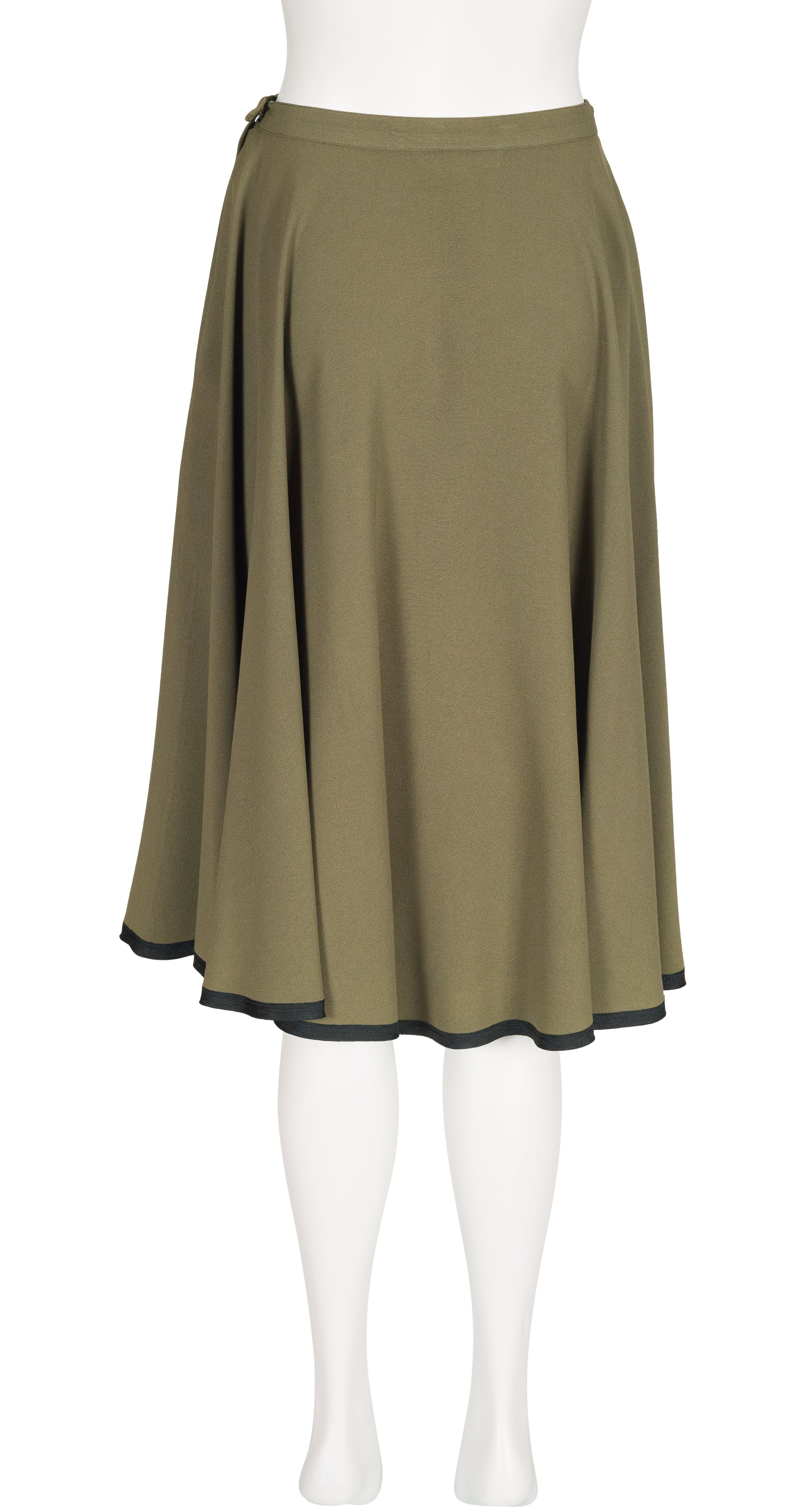 1978-79 F/W Army Green Viscose Crepe Full Skirt