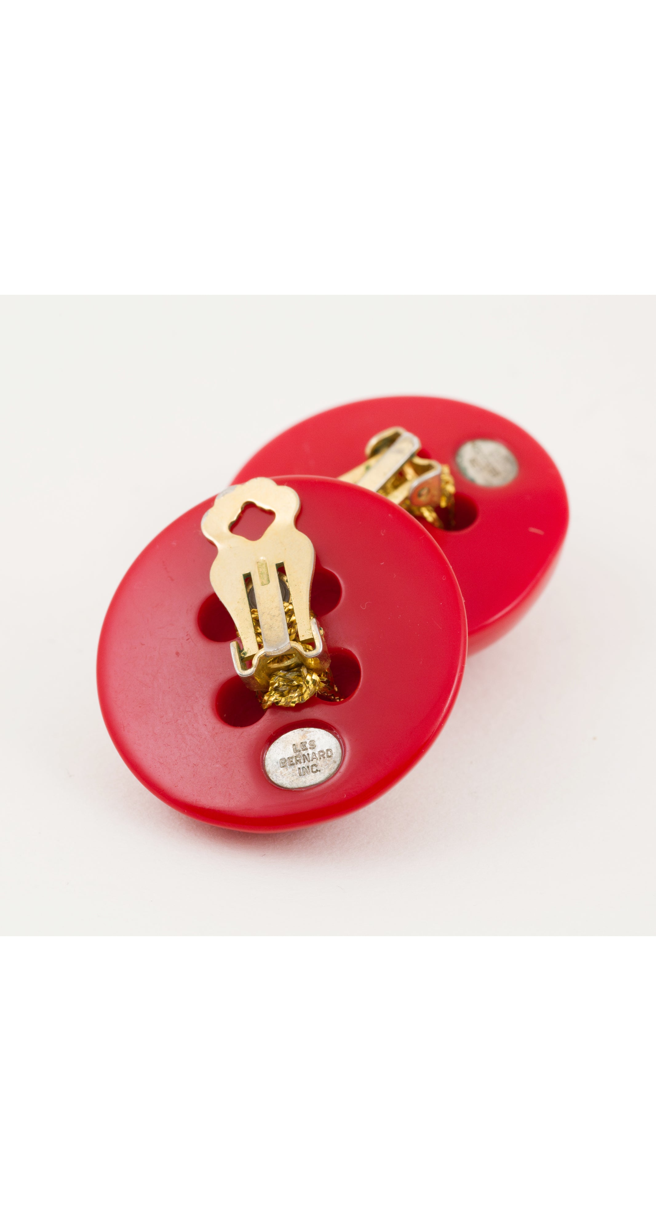 1980s Red Button Clip-On Earrings