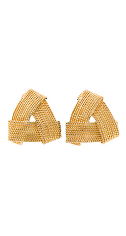1980s Gold-Plated Triangular Clip-On Earrings