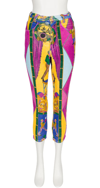 Versace Jeans Couture 1990s Circus Print Cotton Corduroy Cropped