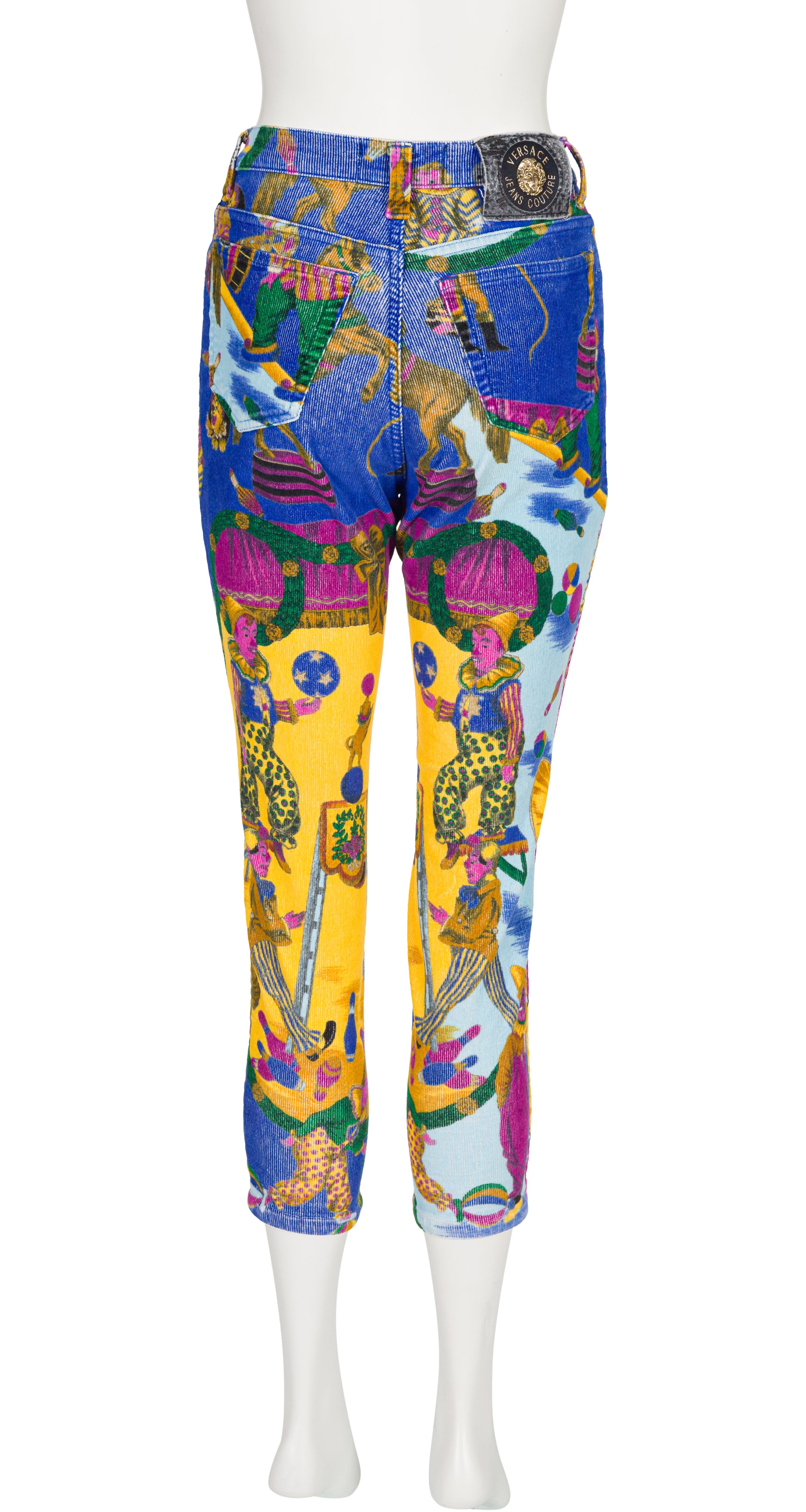 1990s Circus Print Cotton Corduroy Cropped Pants