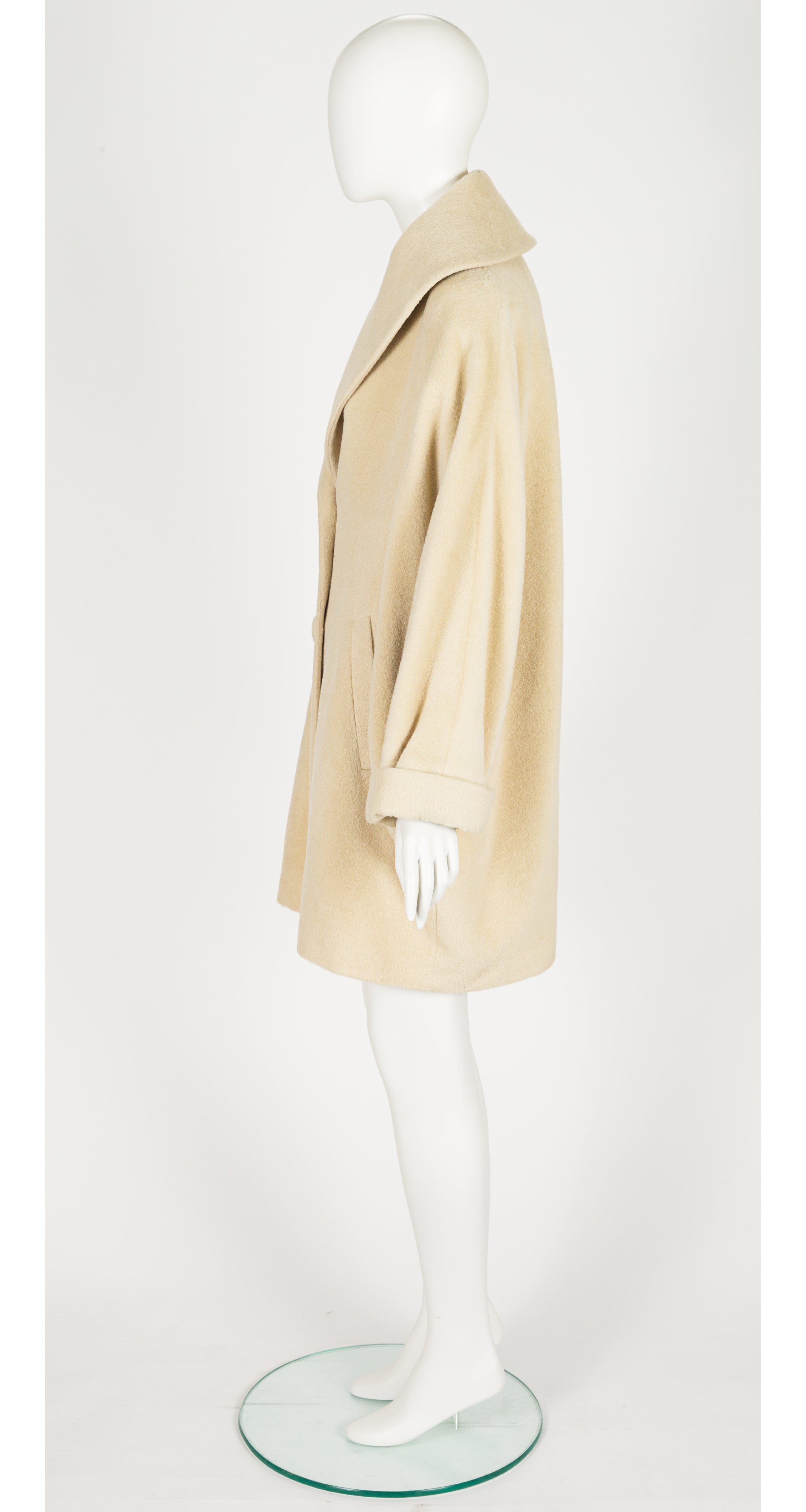 1990s Cream Cashmere & Wool Cocoon Coat