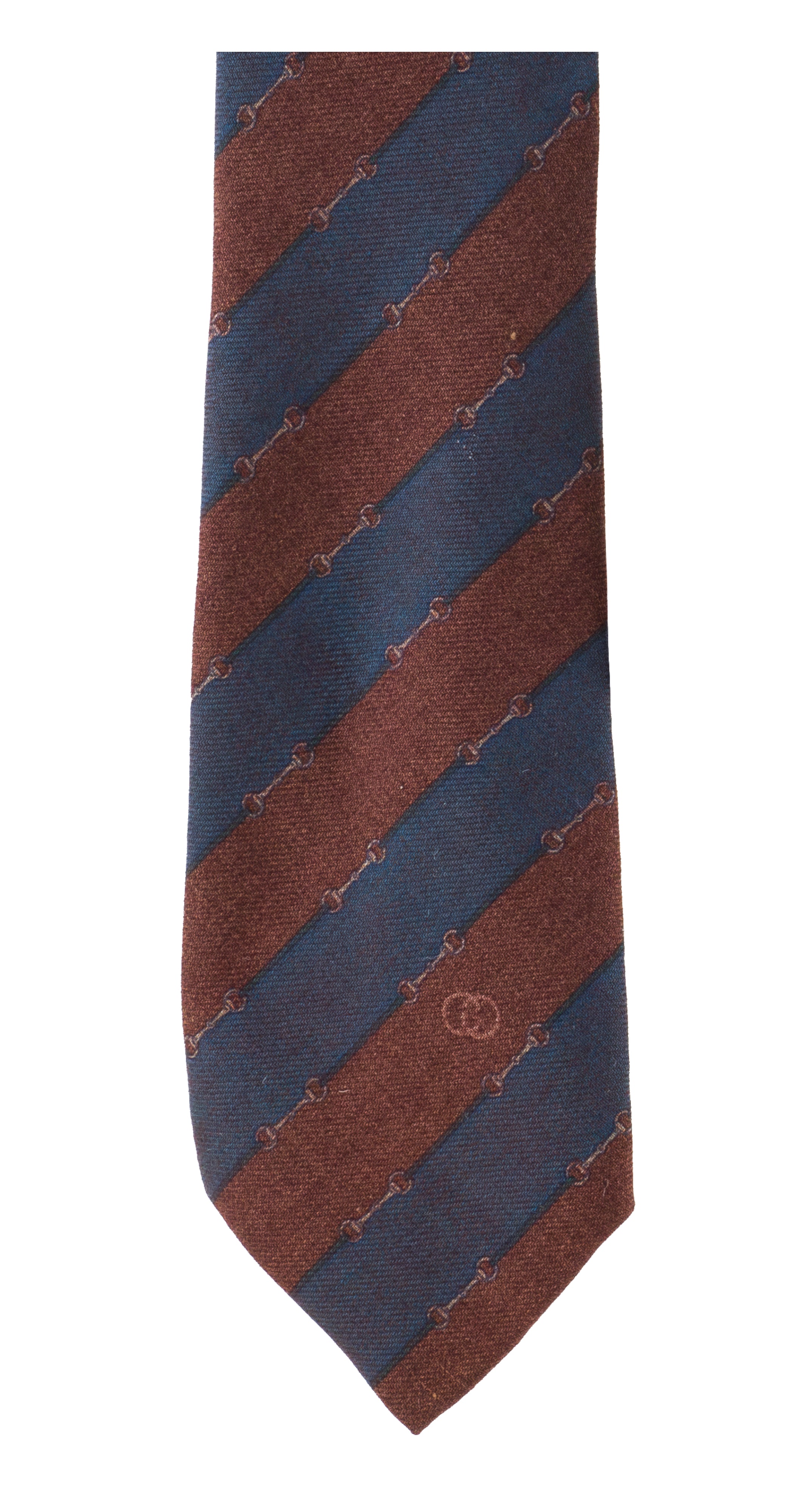 1970s Horsebit Striped Wool & Silk Men's Tie