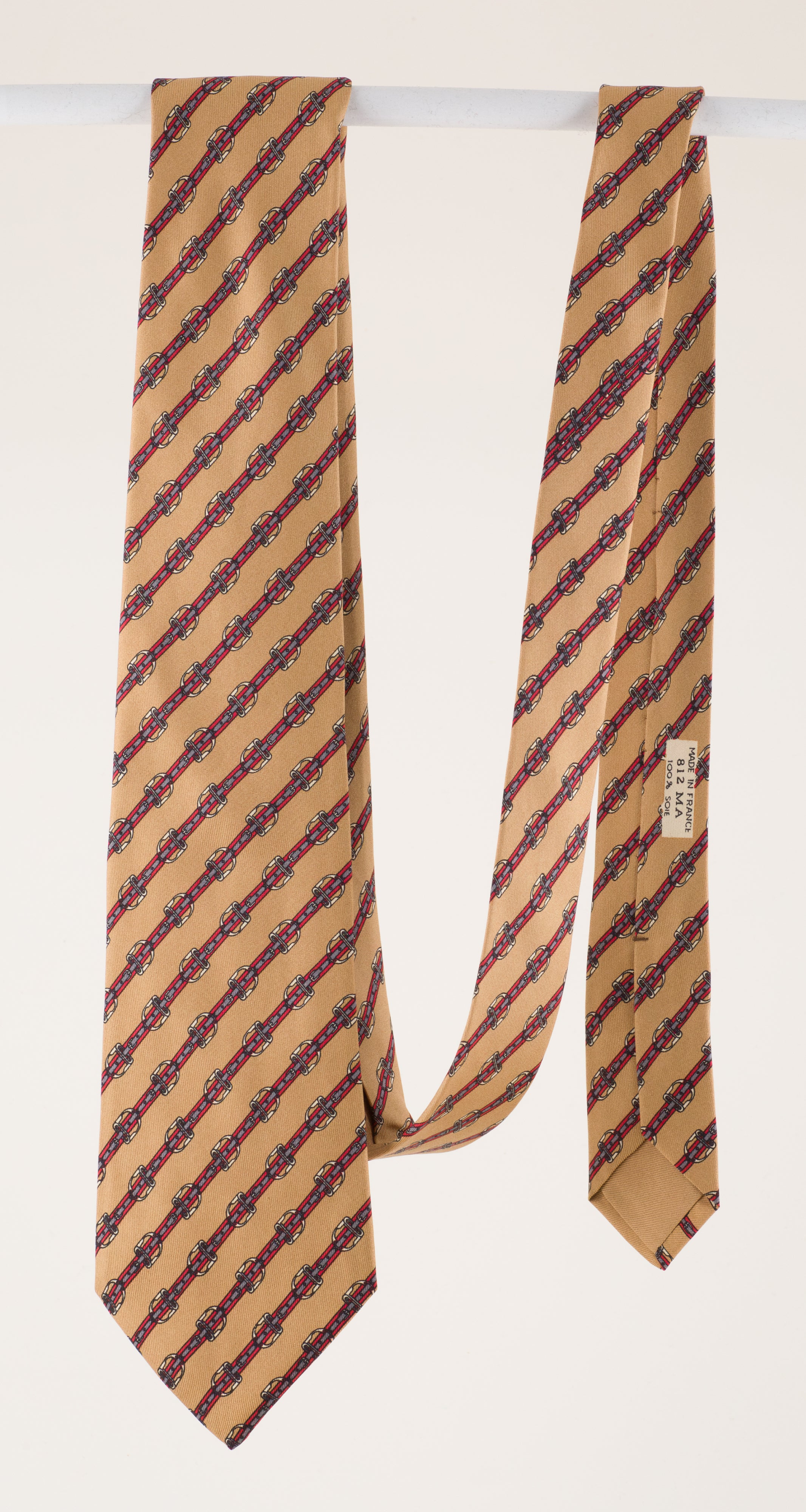 1980s "812 MA" Horse Bit Camel Silk Twill Men's Tie