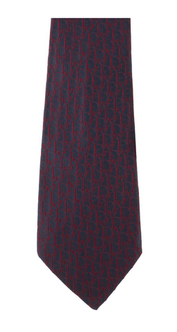 1970s "Oblique" Monogram Navy Silk Jacquard Men's Tie