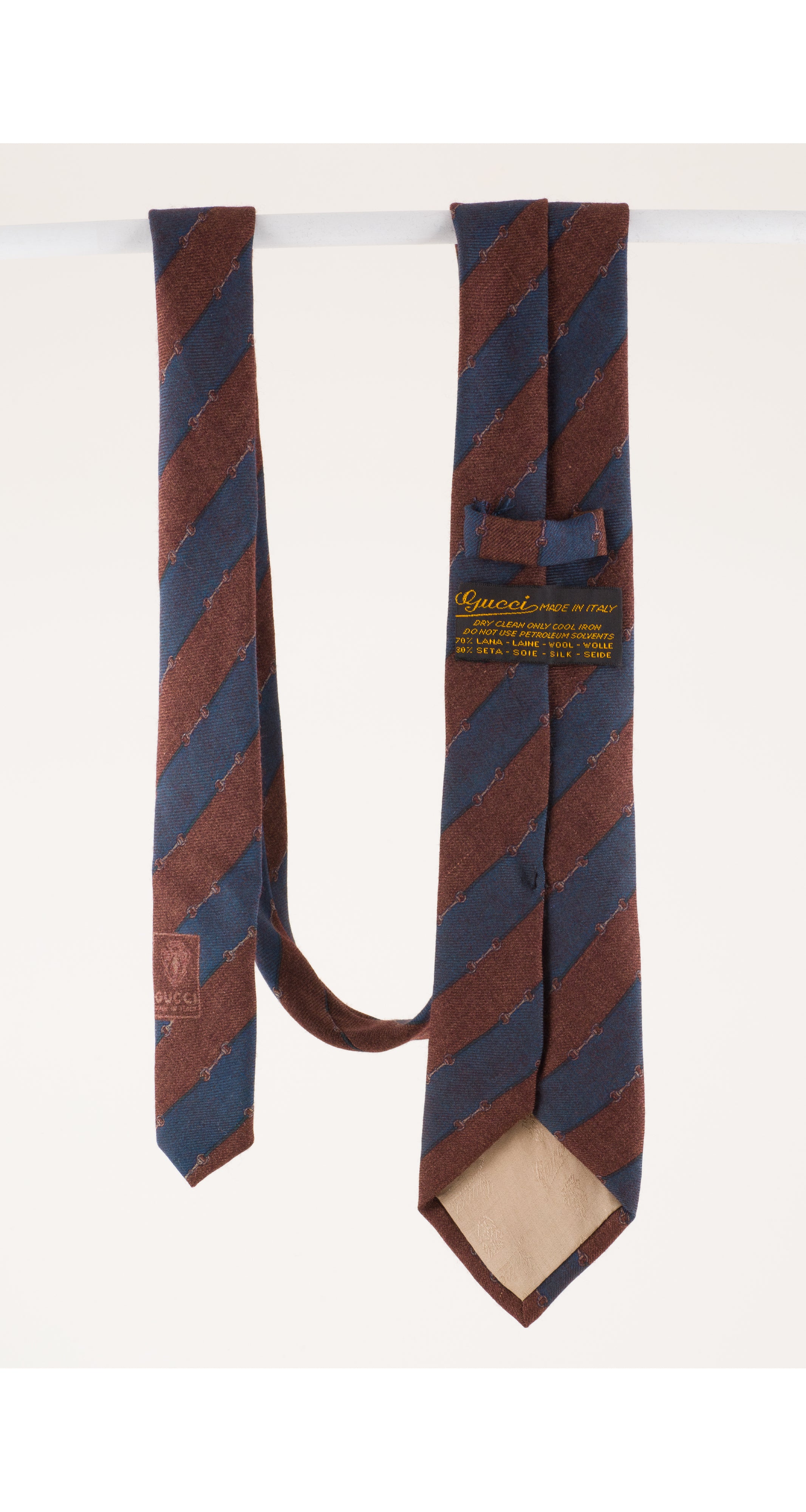 1970s Horsebit Striped Wool & Silk Men's Tie