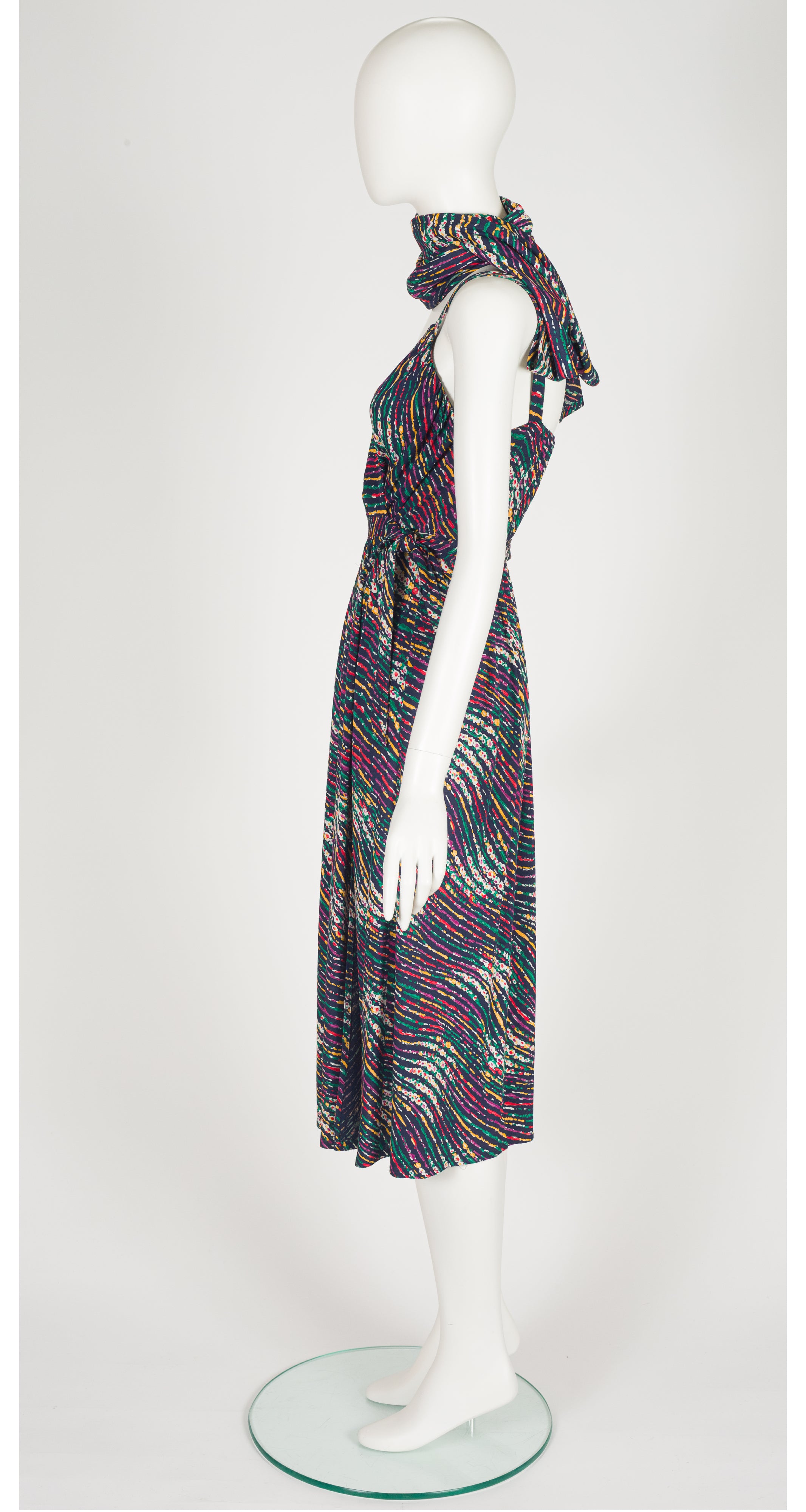 1976 S/S Abstract Print Viscose Jersey Wrap Dress & Sash