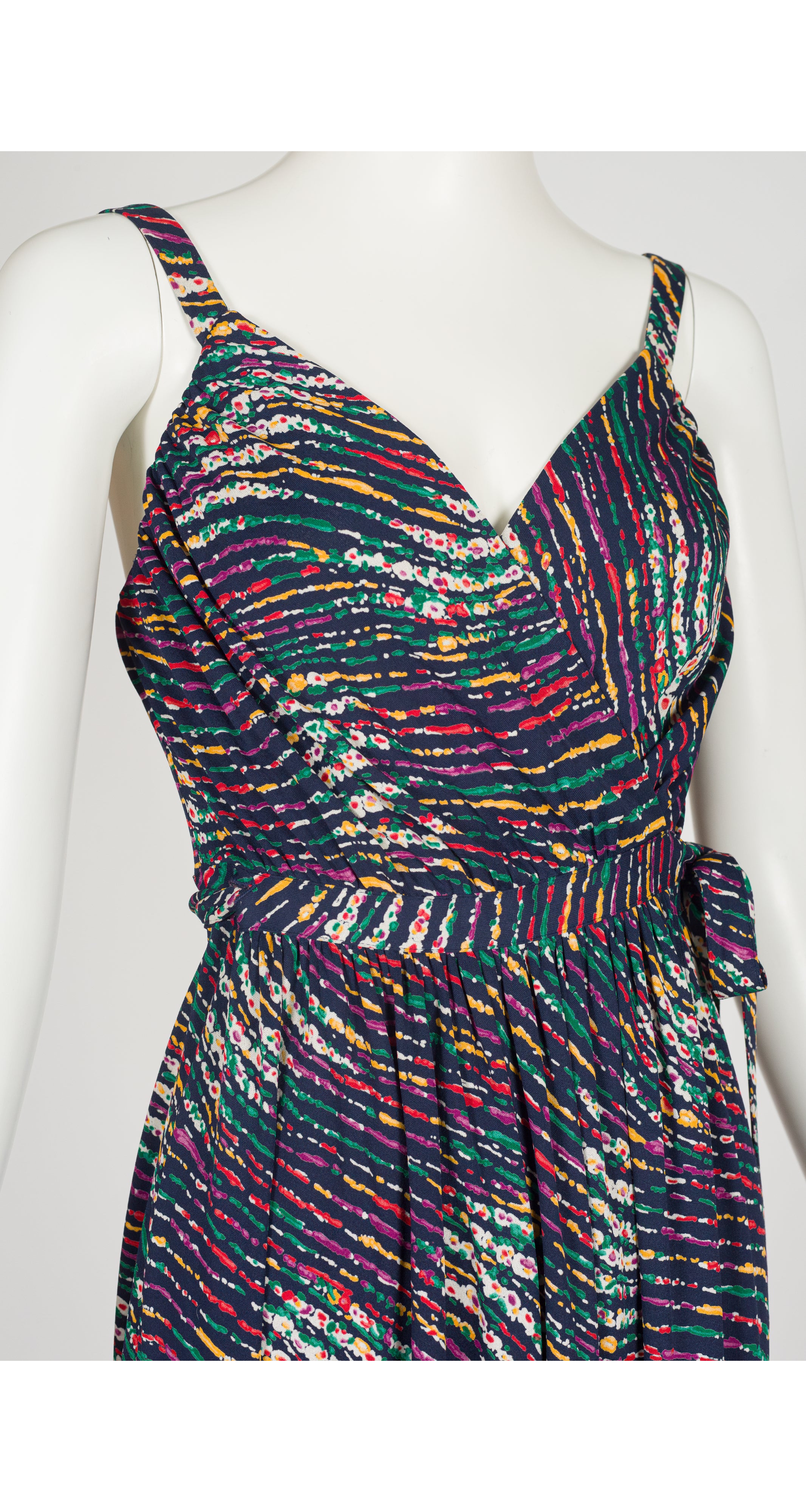 1976 S/S Abstract Print Viscose Jersey Wrap Dress & Sash