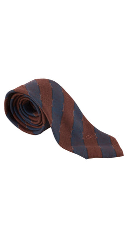 1970s Horsebit Striped Wool & Silk Men's Tie