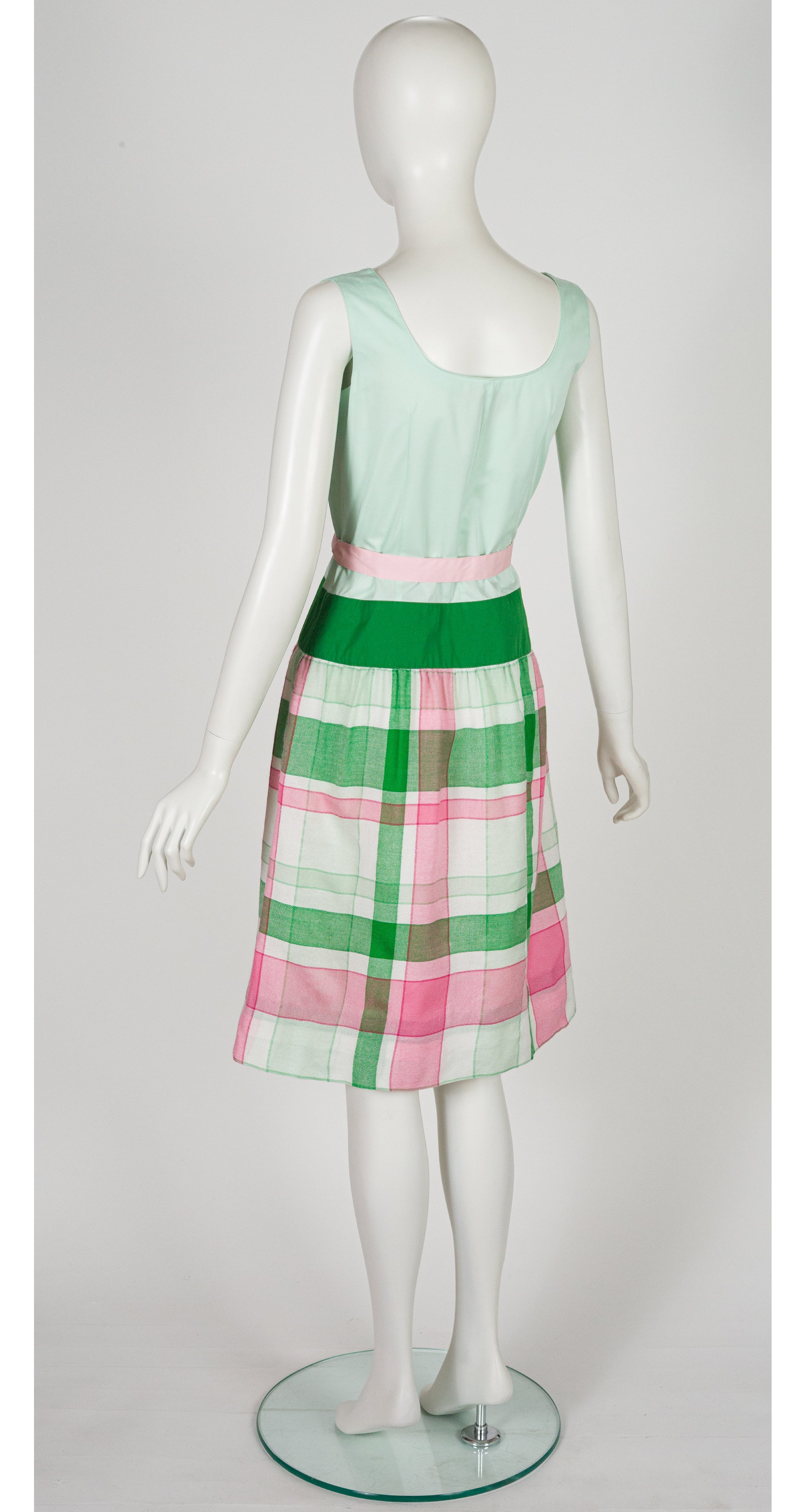 1970s Pink & Green Plaid Jacket & Dress Set