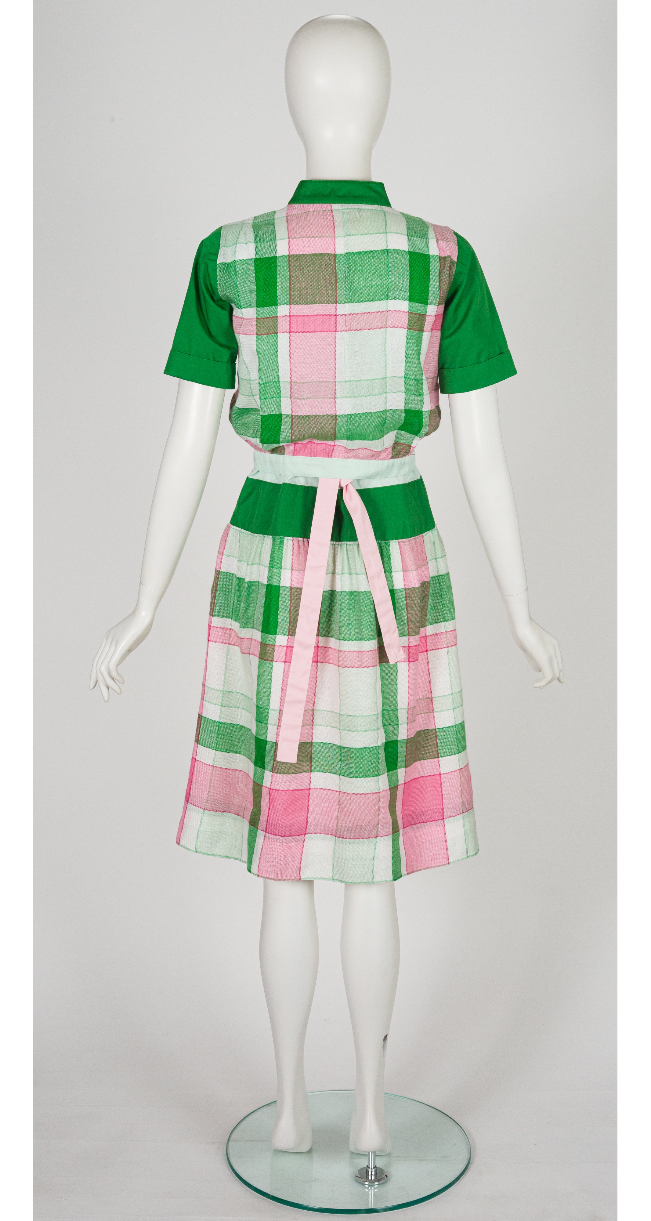 1970s Pink & Green Plaid Jacket & Dress Set