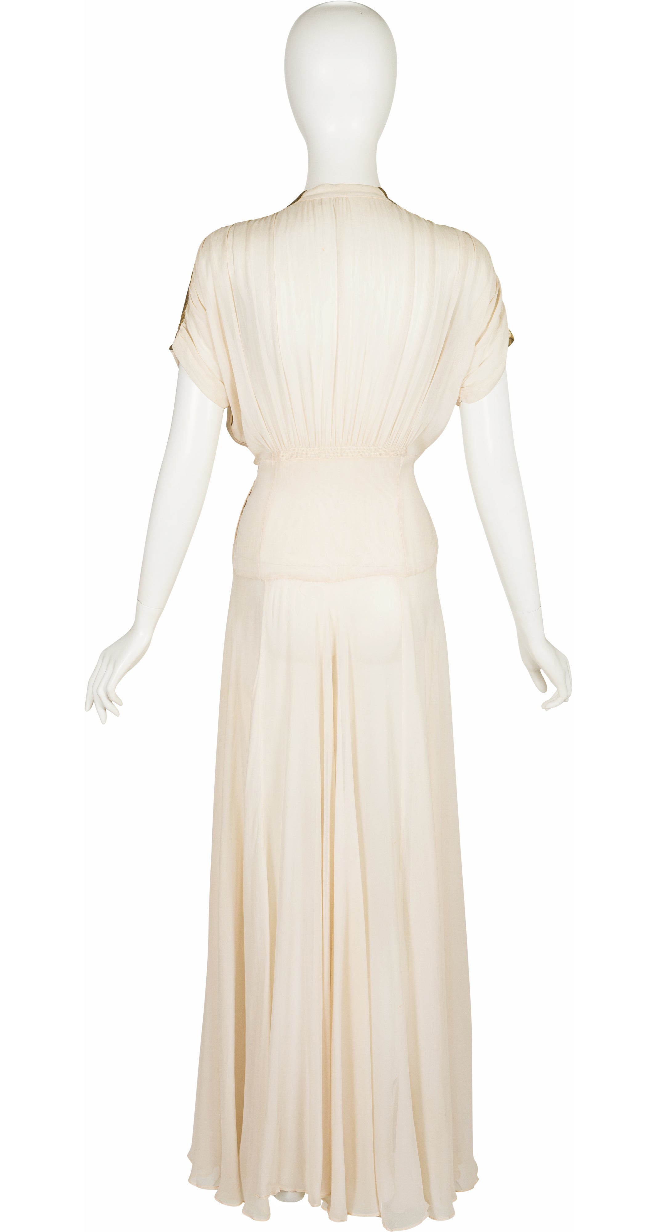 1940s Gold Lamé & Ivory Silk Chiffon Gown