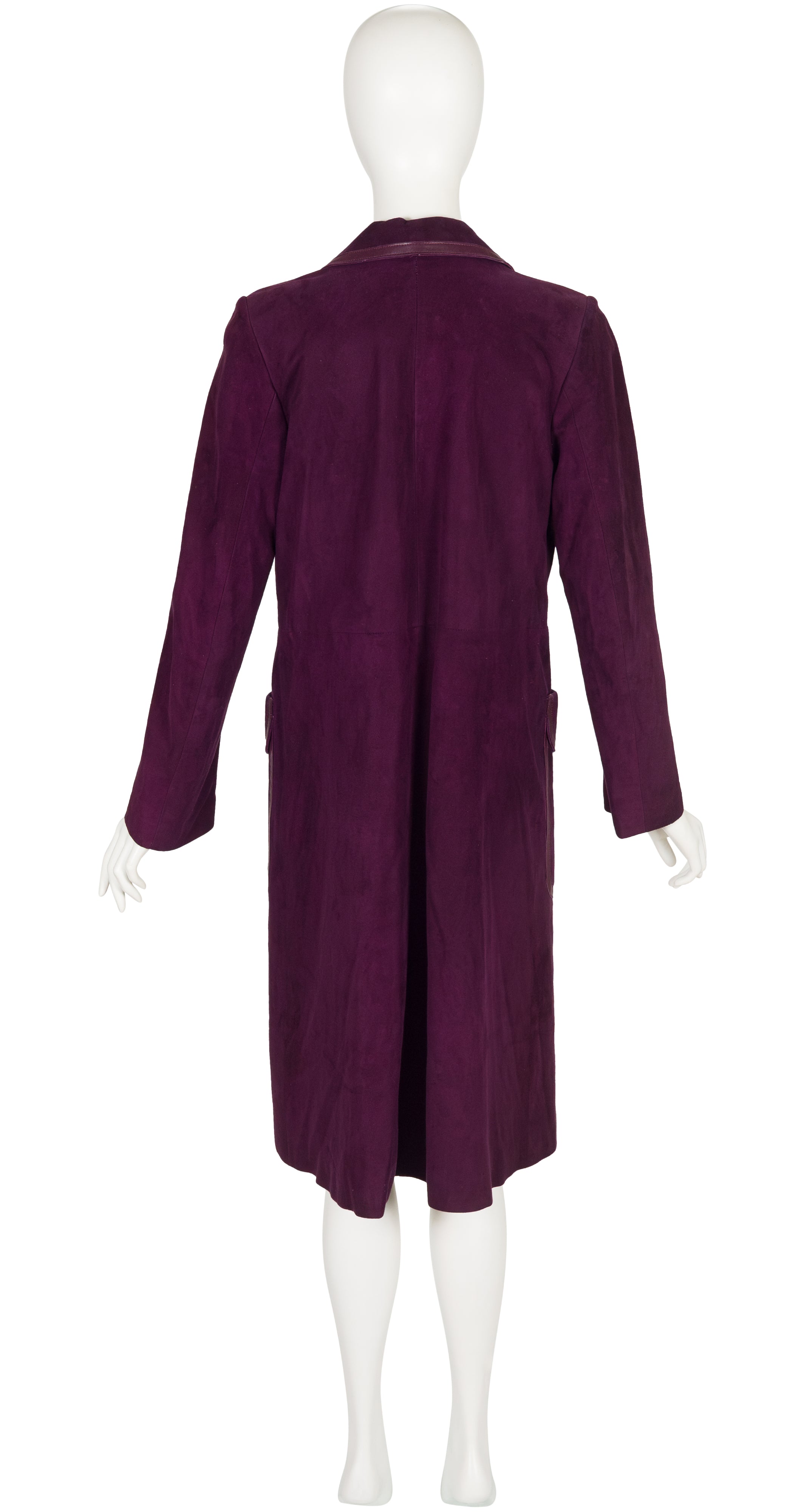 1970s Aubergine Suede Double-Breasted Trench Coat