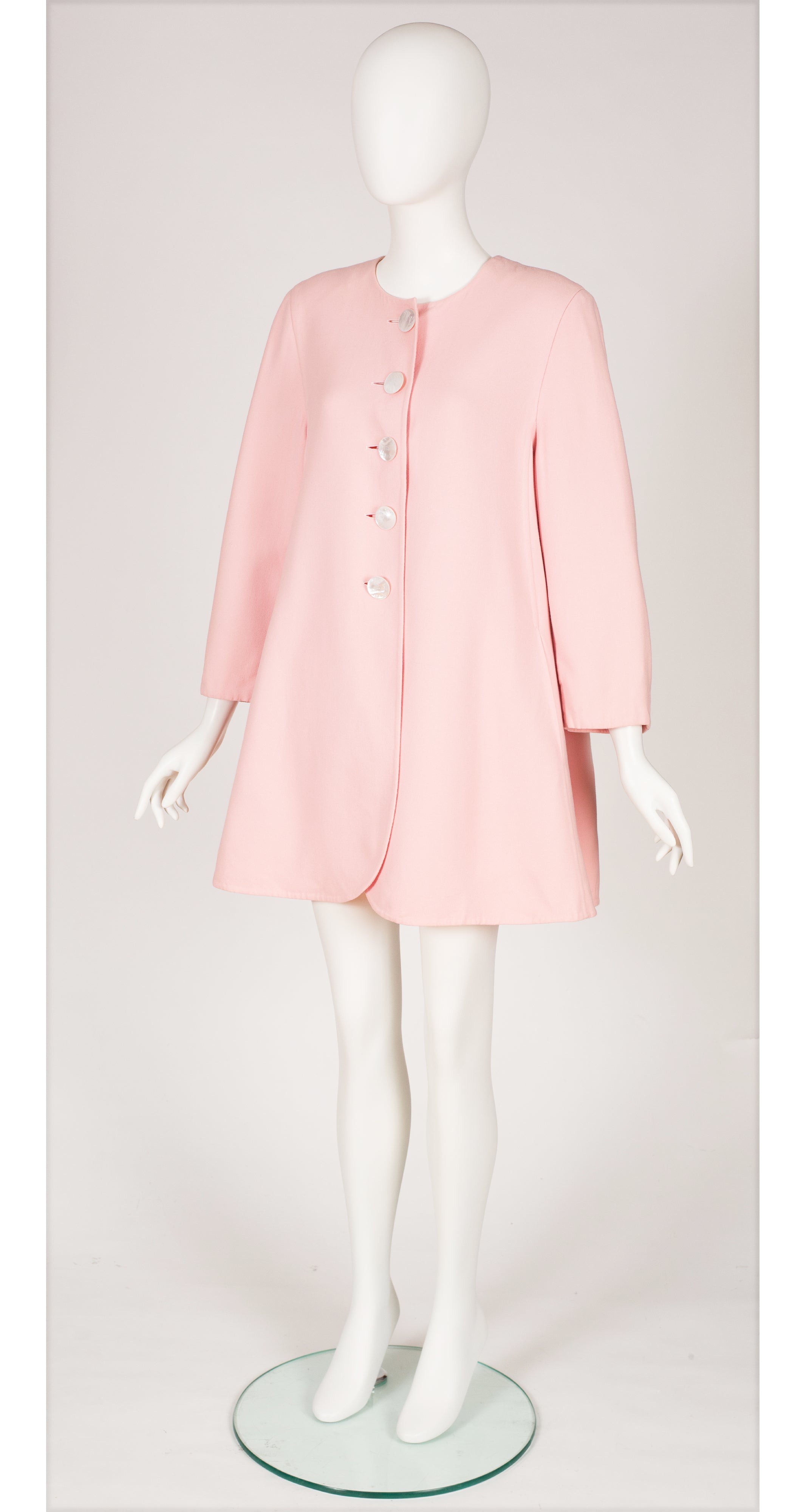 1990s Baby Pink Wool Swing Coat
