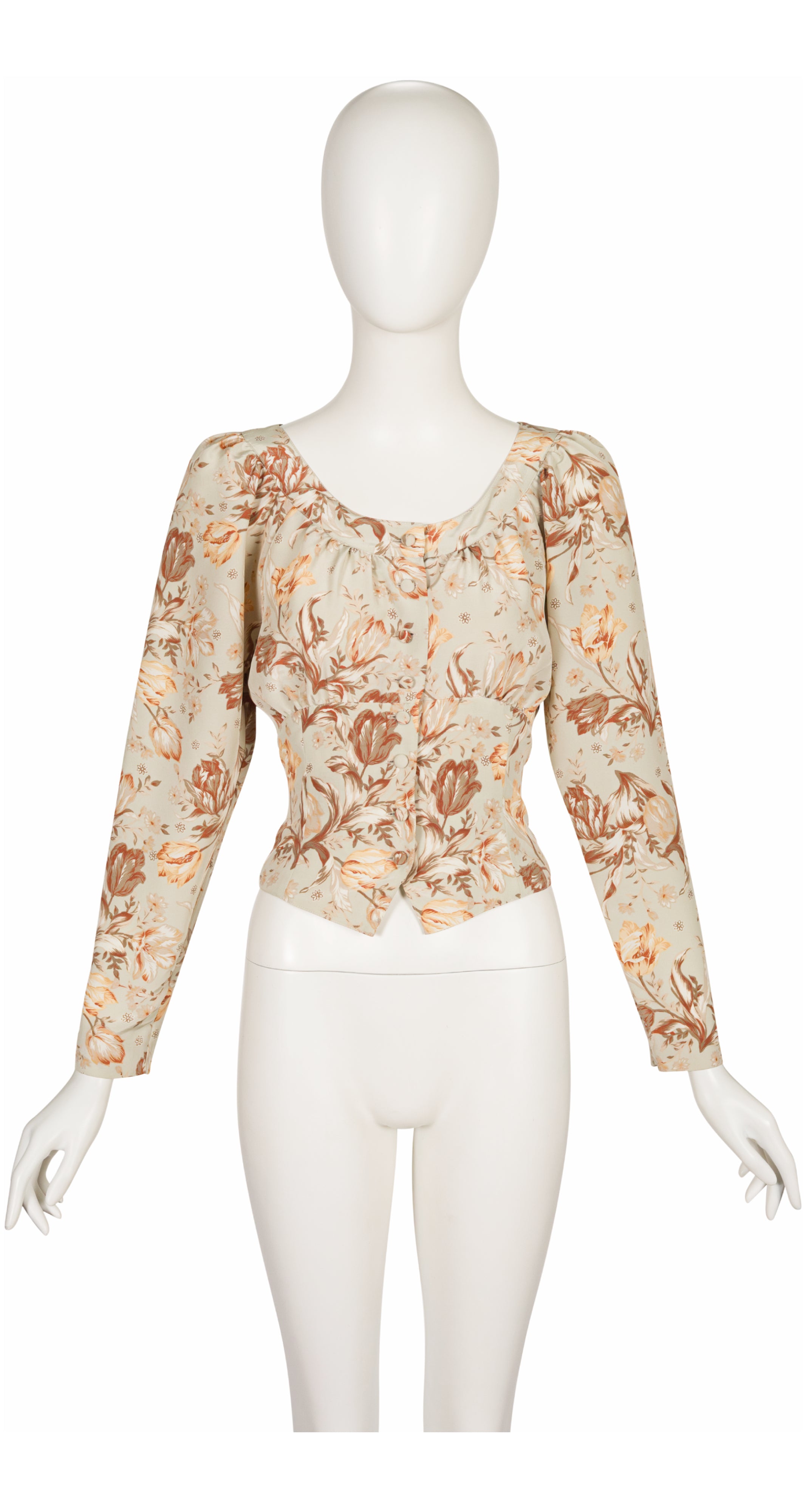 1990s Tulip Print Long Sleeve Blouse