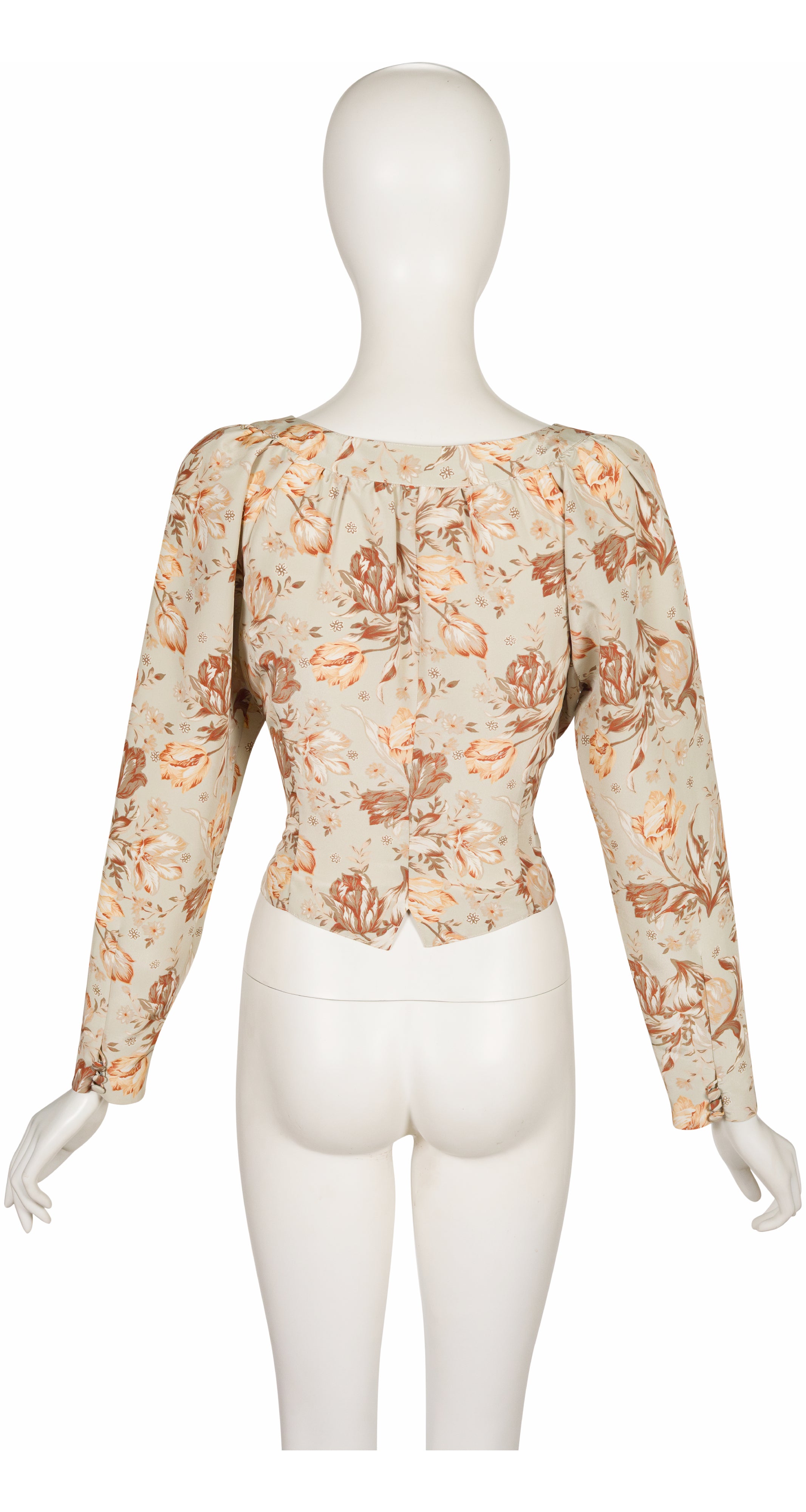 1990s Tulip Print Long Sleeve Blouse