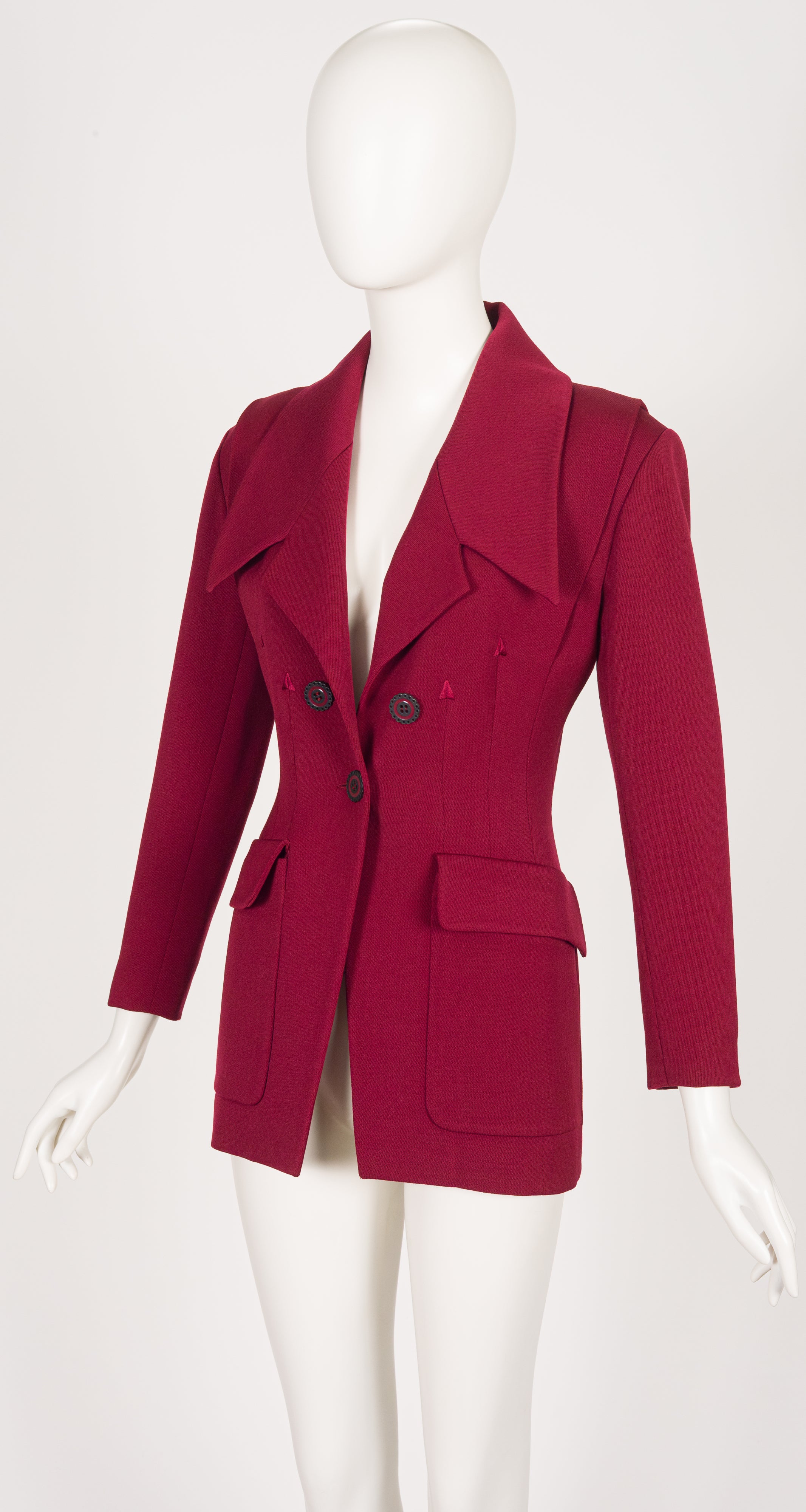 1992-93 F/W Burgundy Gabardine Pointed Lapel Blazer
